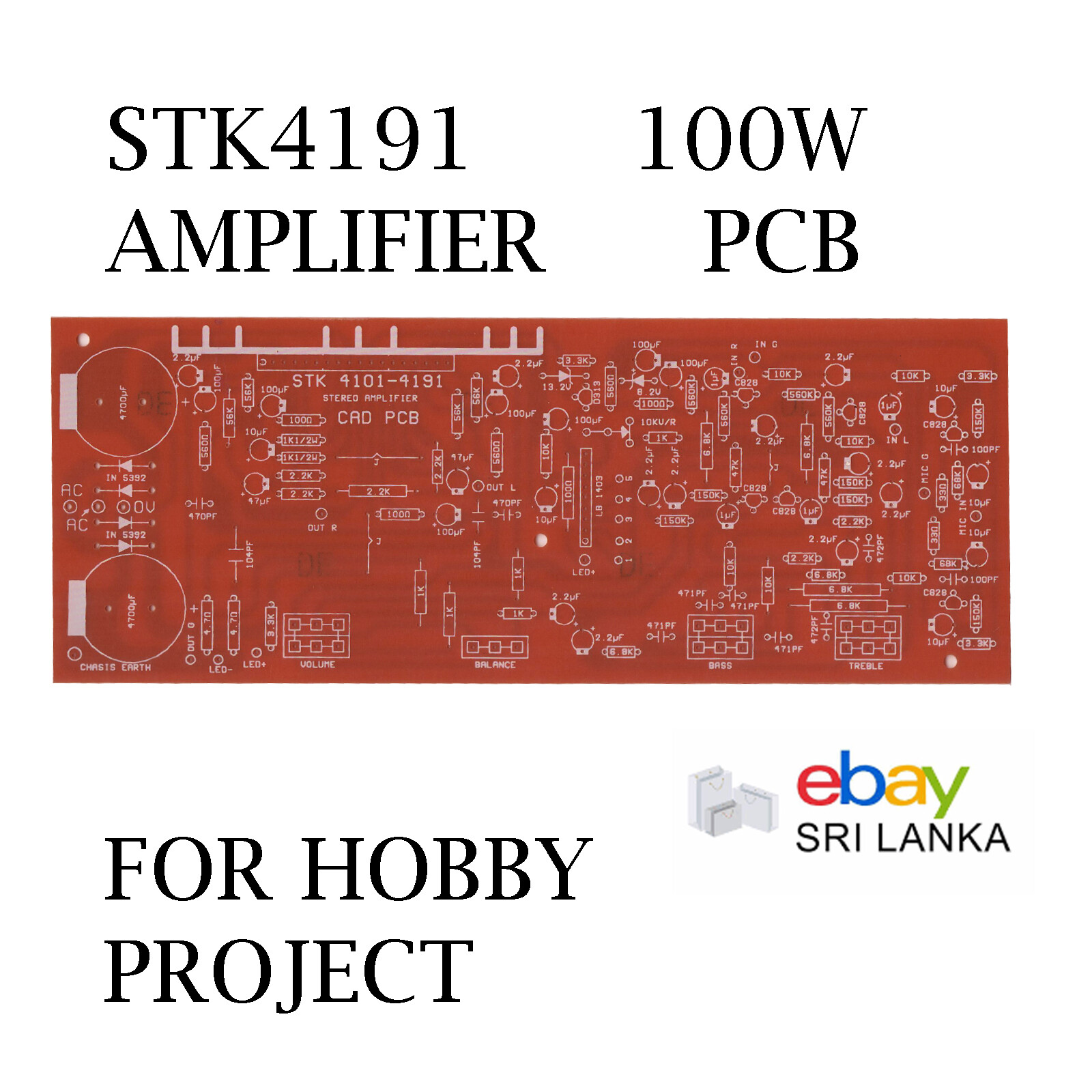STK 4101 - 4191 100W Amplifier PCB