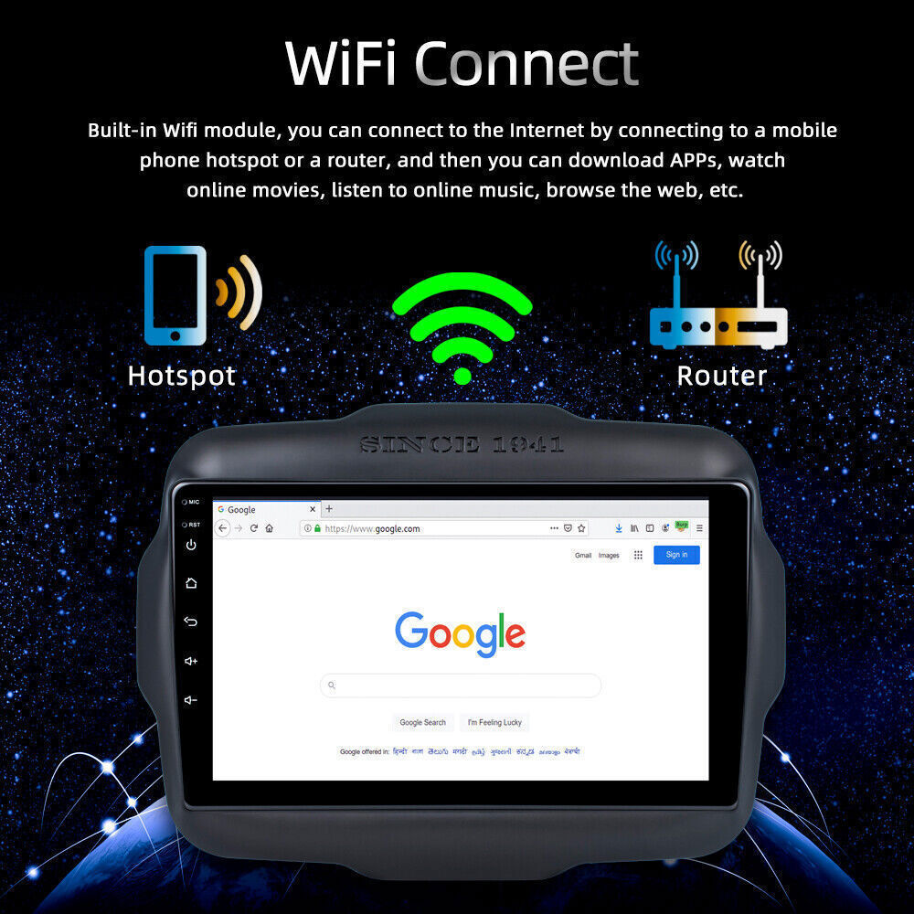 Android13 Car Stereo Radio GPS Navi Wifi FM RDS Wifi For 2015-2020 Jeep Renegade