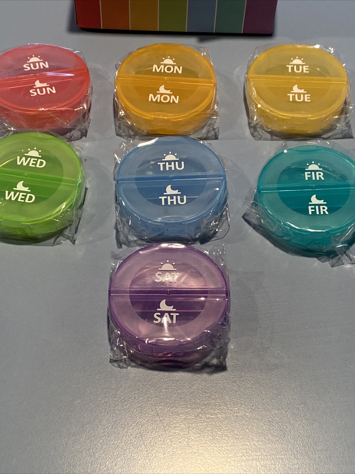 Zikee Pill Organizer Round 7 Day Pill, Vitamin Organizer , AM PM, Rainbow