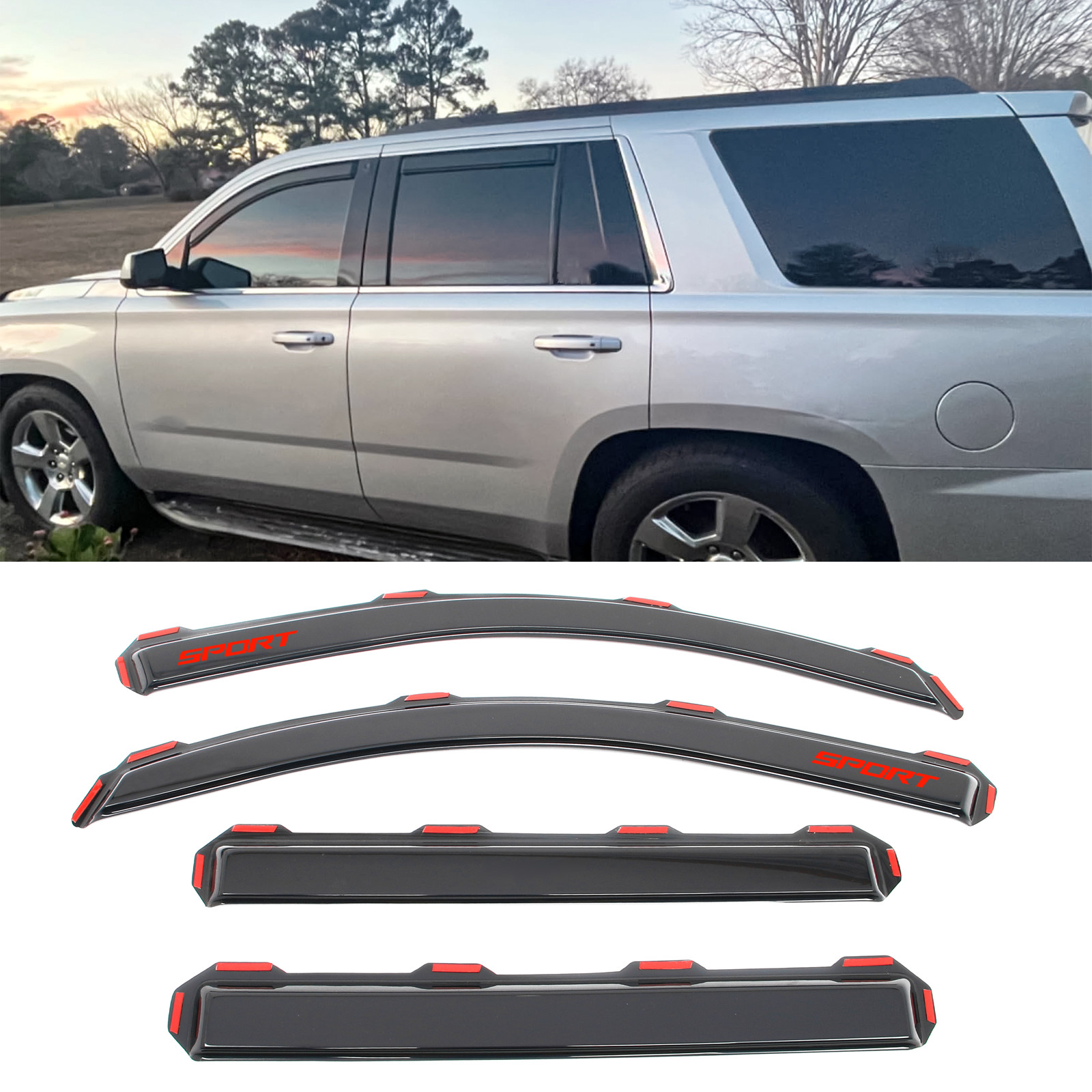 For 15-20 Cadillac Escalade Chevrolet Tahoe GMC Yukon In Channel Window Visors
