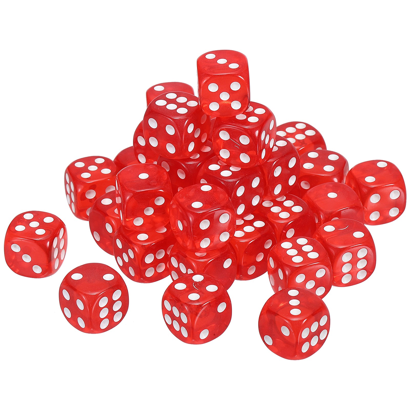 36Pcs 6 Sided Acrylic Dice 14mm/0.55" Rounded Corner Translucent Dice Red