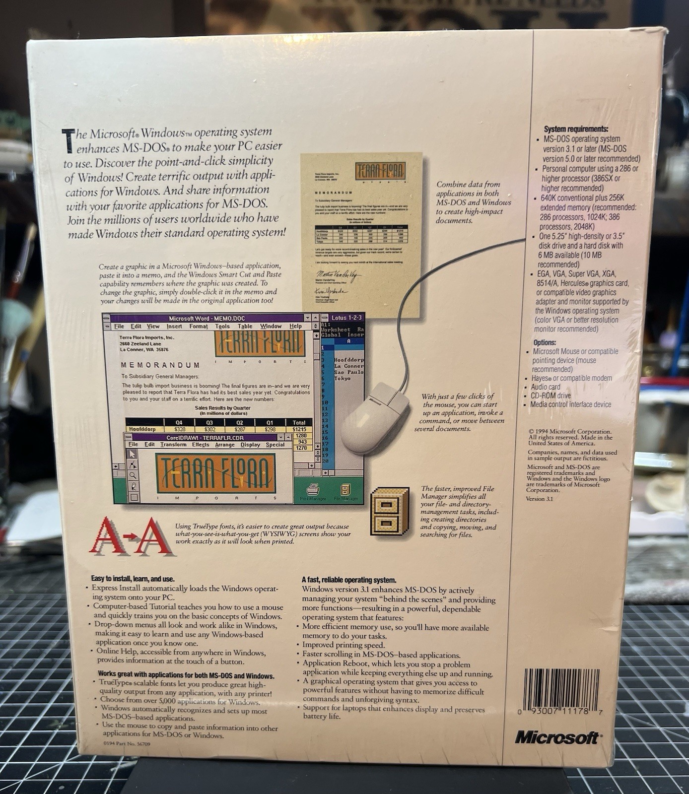 NIB Microsoft Windows 3.1 (3.11) Retail Box Floppy 3.5" Sealed NEW