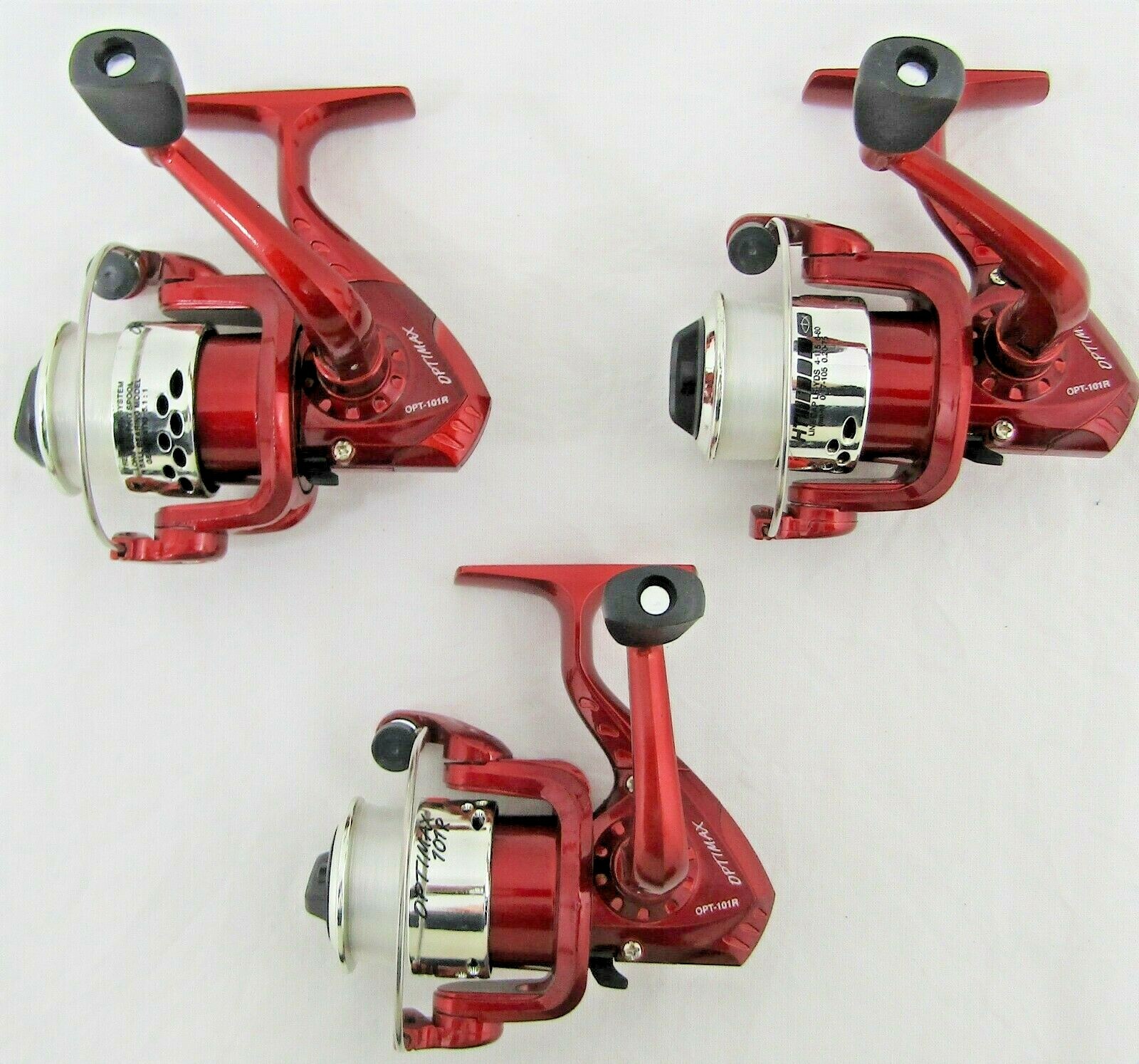 HT OPTIMAX 101 RED, CRAPPIE POLE REEL SET OF 3