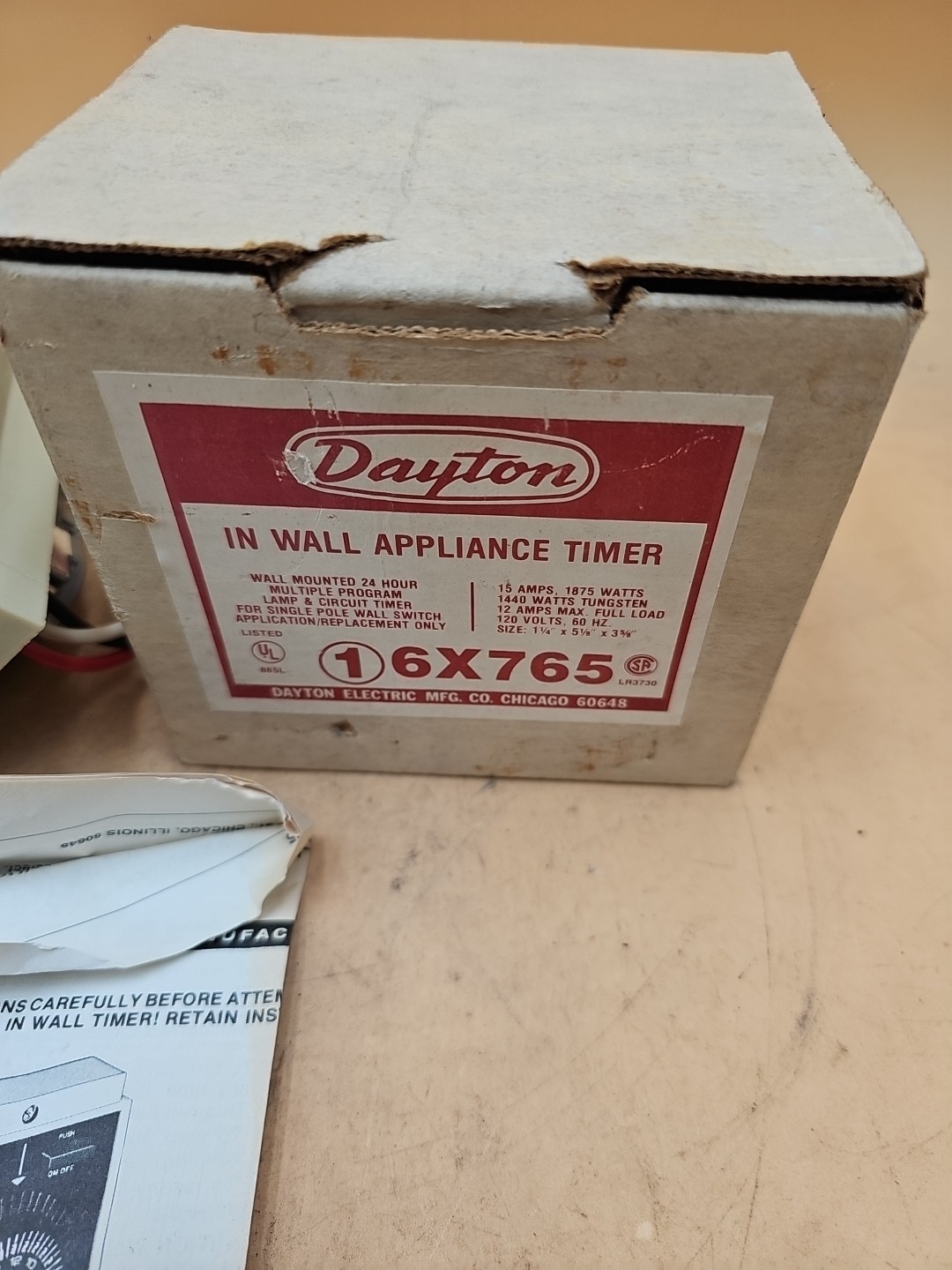 Vintage Dayton 6X765 In Wall Appliance Timer 24 Hour Multiple Program