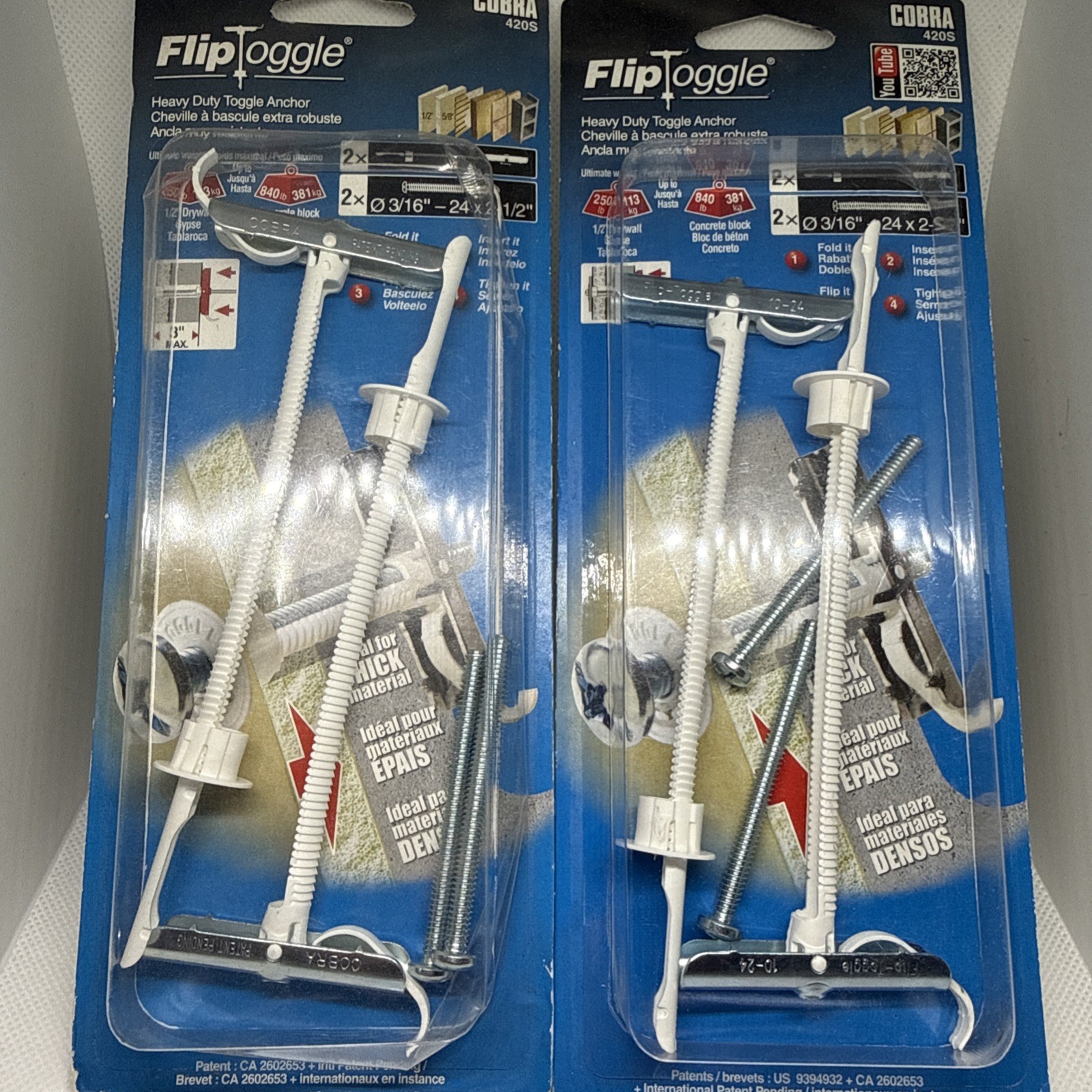 FLIPTOGGLE 3/16 in. x 2-1/2 in. Toggle Bolt (2-Pack) Open Box
