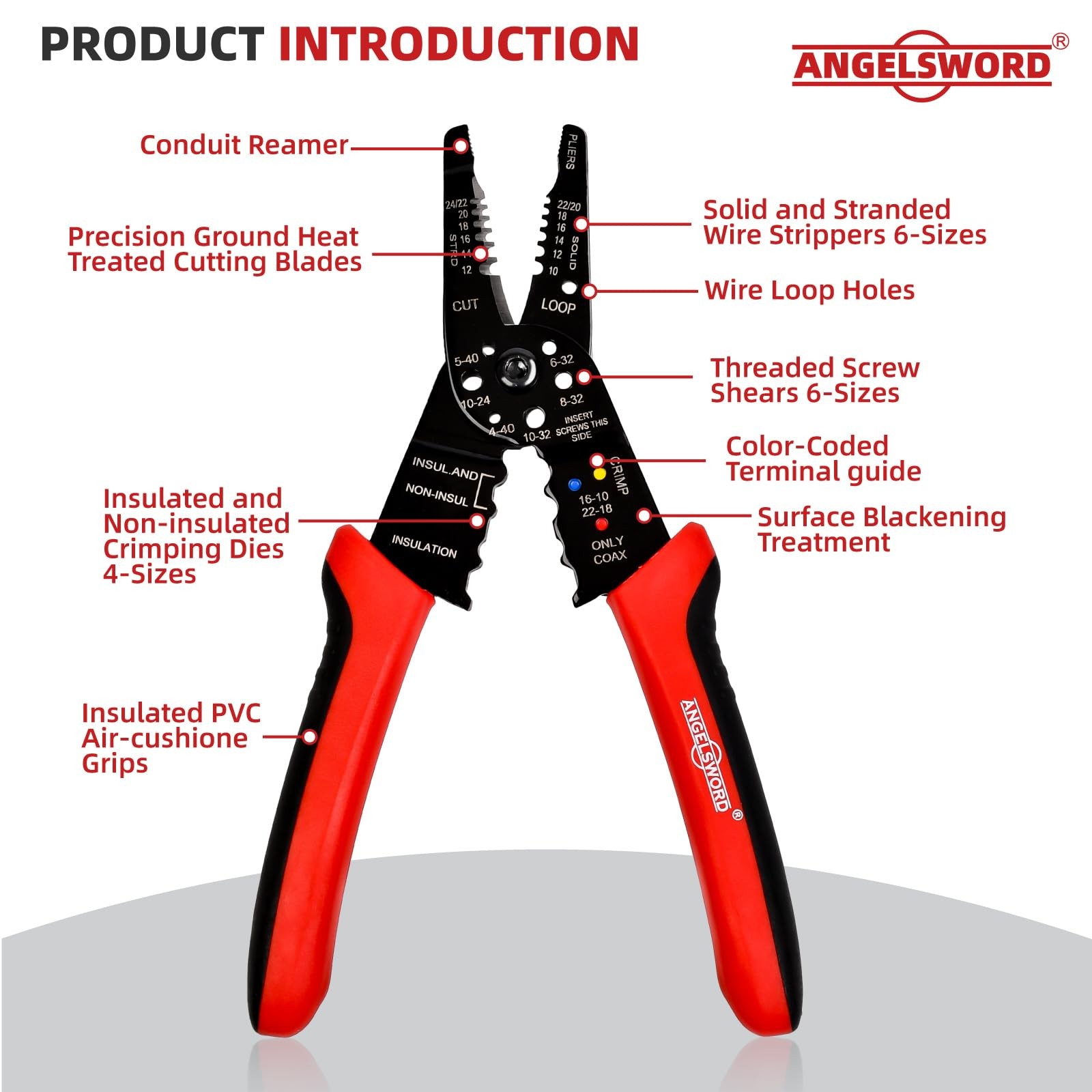 8 inch Wire Stripper, Cable Stripper, Crimping Pliers, Wire Cutter, Wire Crim...