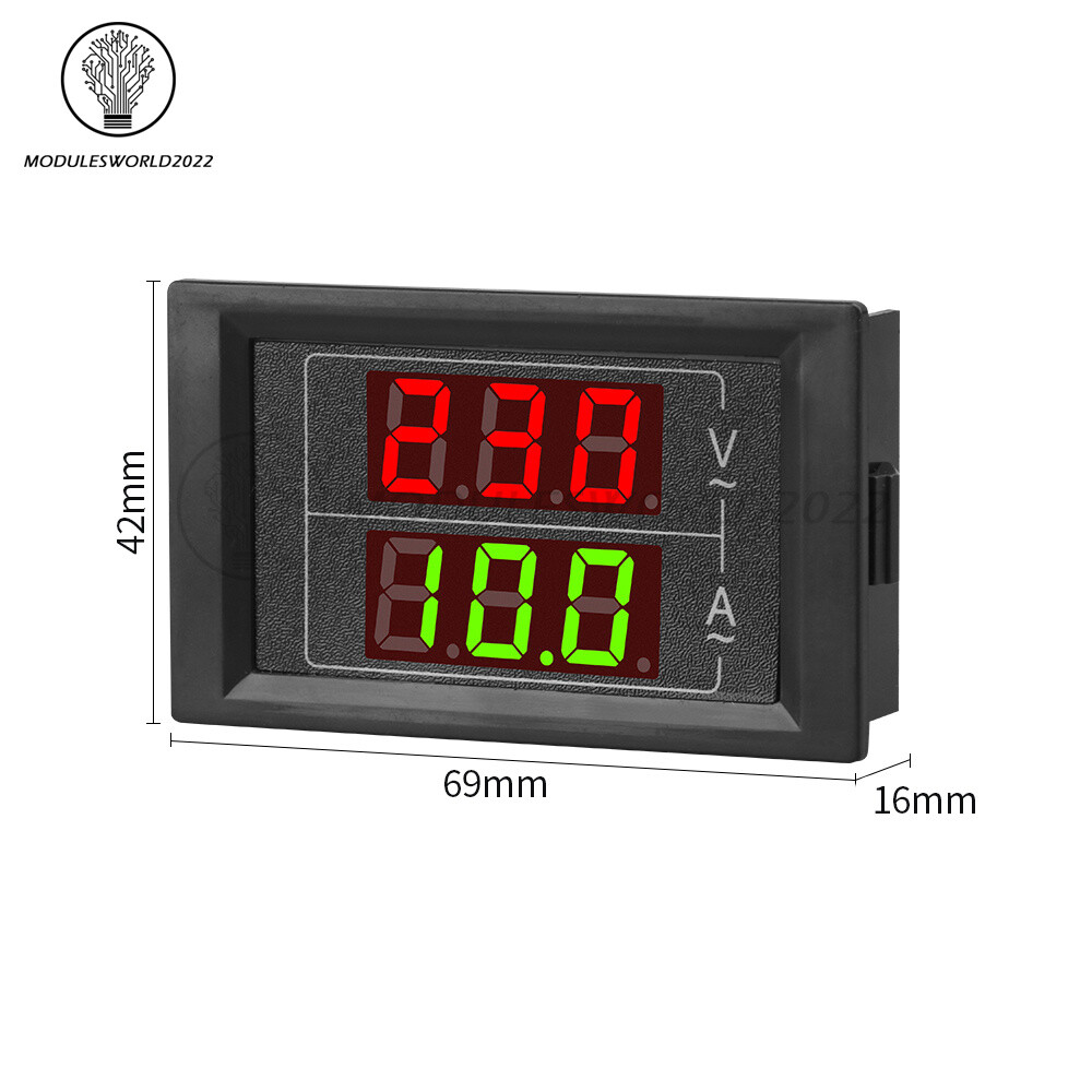 AC60-500V 100A Dual Display Voltage Current Meter Voltmeter Ammeter Single Phase