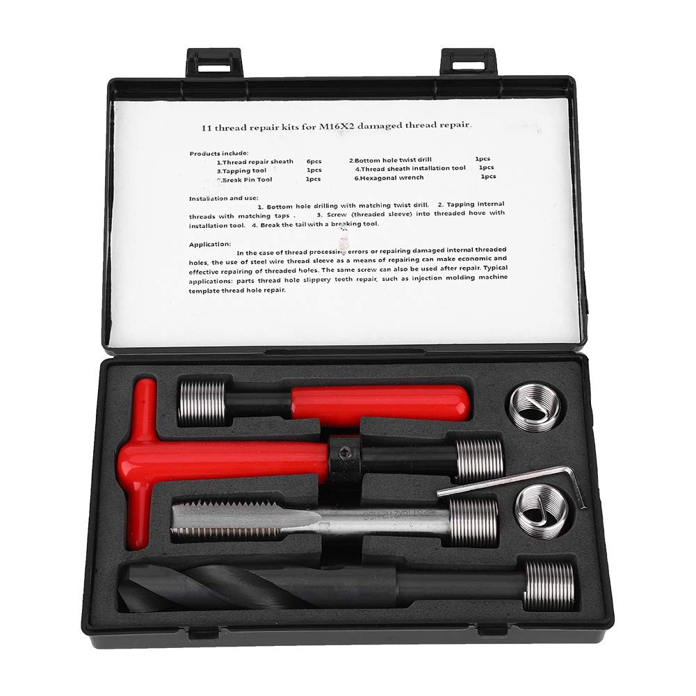 M16x2.0 Stainless Steel Helicoil Thread Repair Kit Drill Tap Wrench 11 PCS