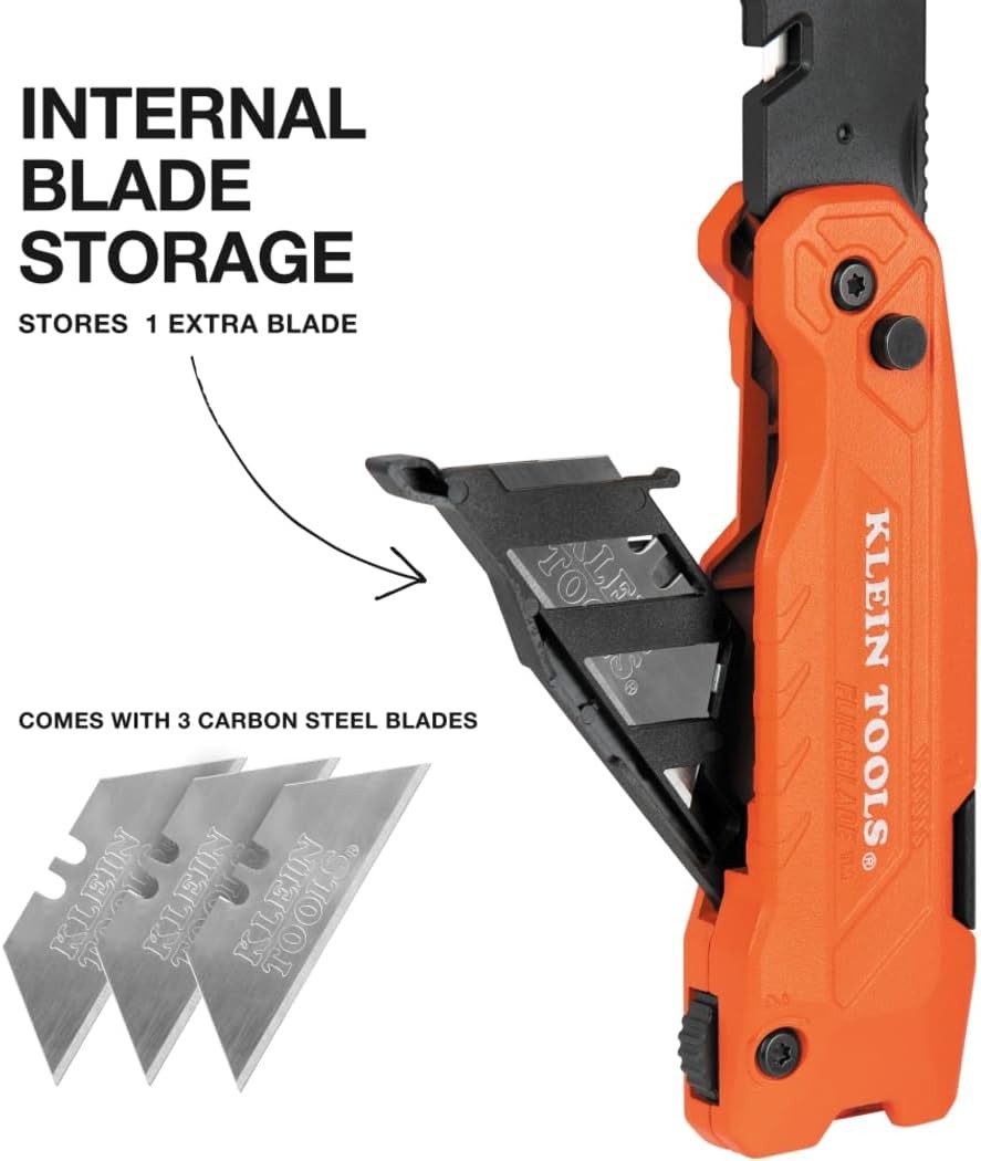 Klein Tools 44306 FLICKBLADE 2-in-1 Folding Utility Knife and Scraper with Built
