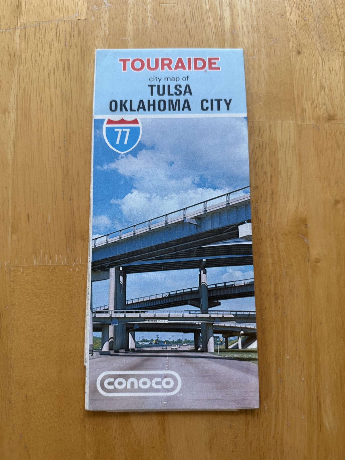 Vintage 1977 Conoco Touraide Tulsa Oklahoma City Street Map Folded Brochure USA