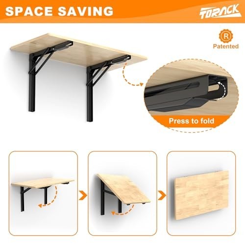 Heavy Duty Folding Wall Workbench - Space-Saving Collapsible Desk for Garage, 55