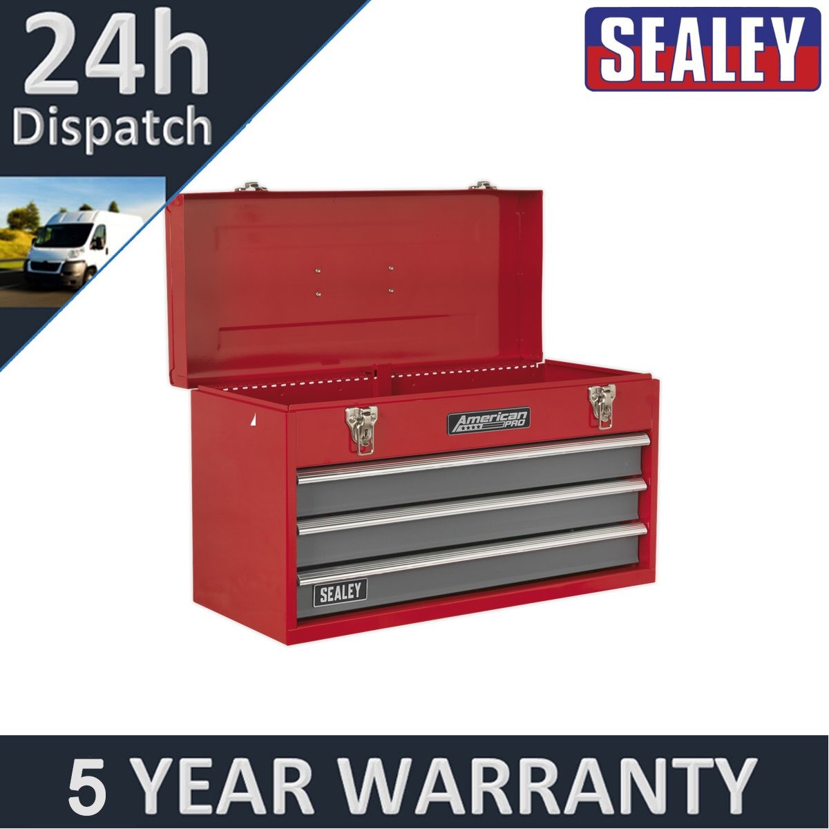 Sealey American PRO� Tool Chest 3 Drawer Red/Grey AP9243BB