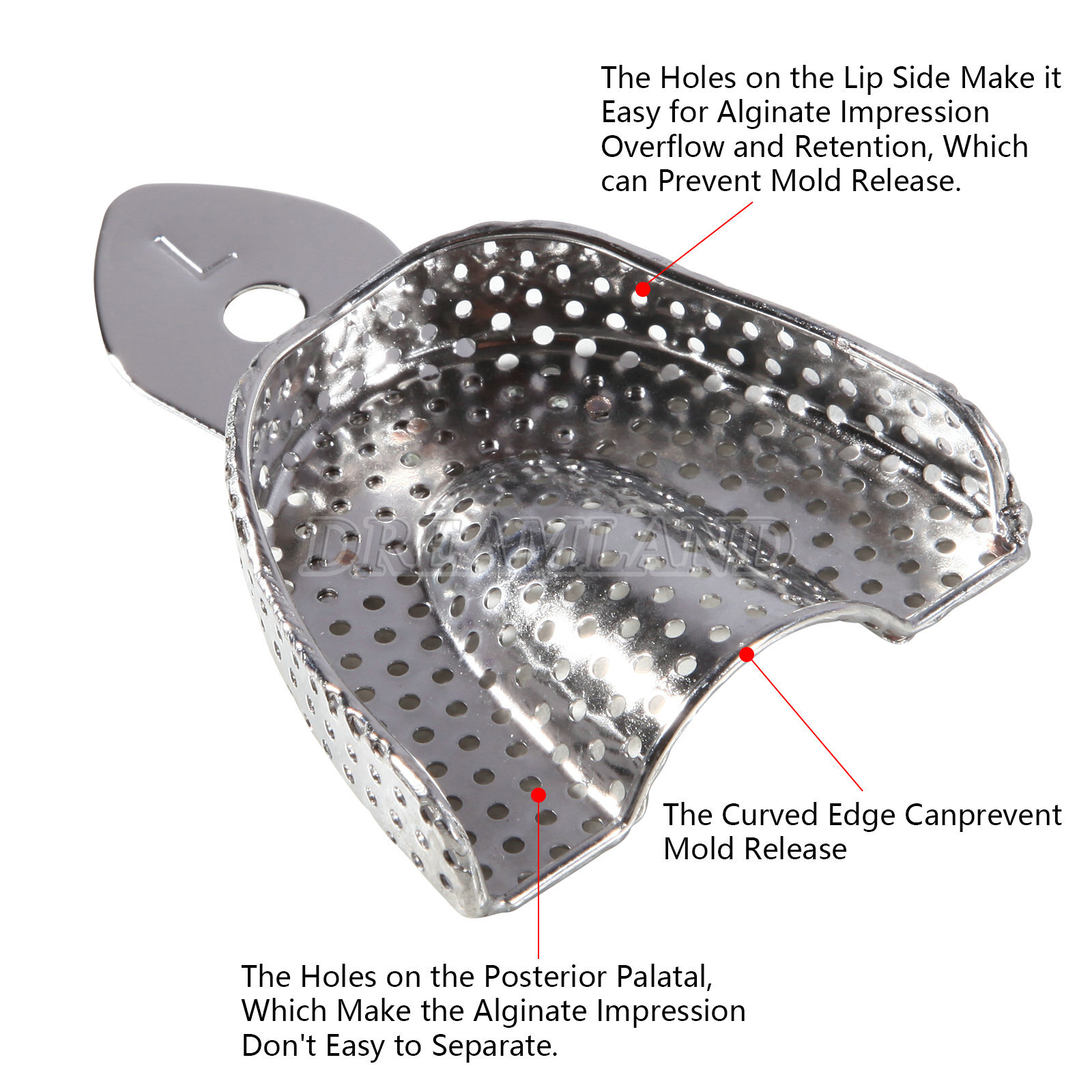 Dental Autoclavable Metal Impression Trays Perforated Stainless Steel S M L 6 Pc