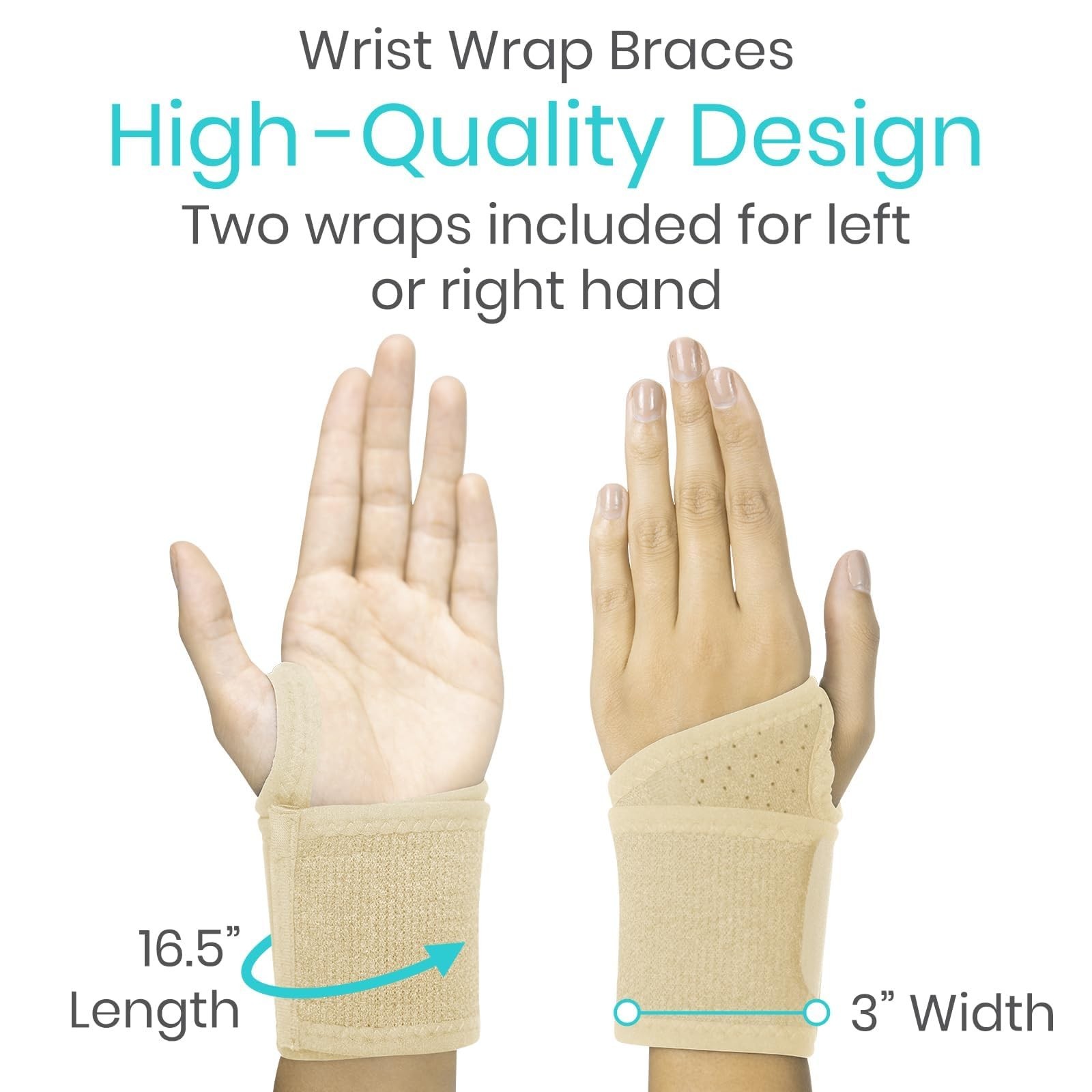 Vive Wrist Wrap Braces (2 Pack) - Tendonitis Support for Carpal Tunnel Arthri...