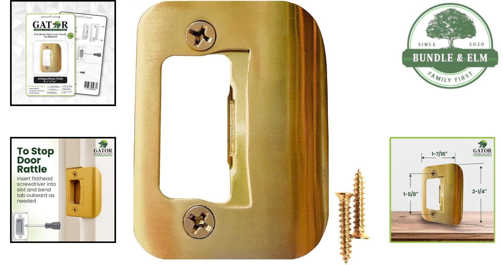 Door Mount Strike Plate for Secure Latching on Interior and Exterior Doors