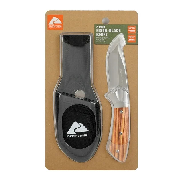 Ozark Trail 7-inch Fixed Blade Knife with Faux Wood Finish