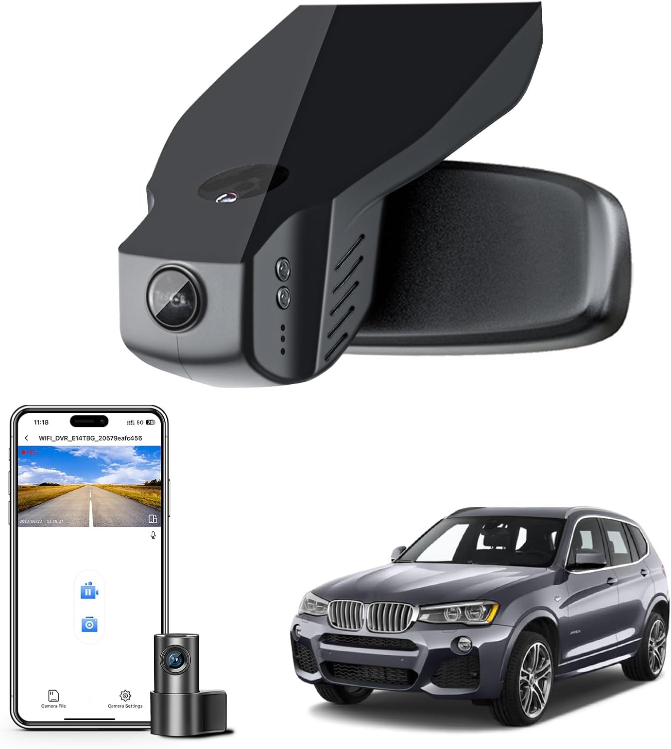 Mangoal Front 4K & Rear 1080P OEM Dash Cam for BMW X3 2013-2025 WiFi GPS APP