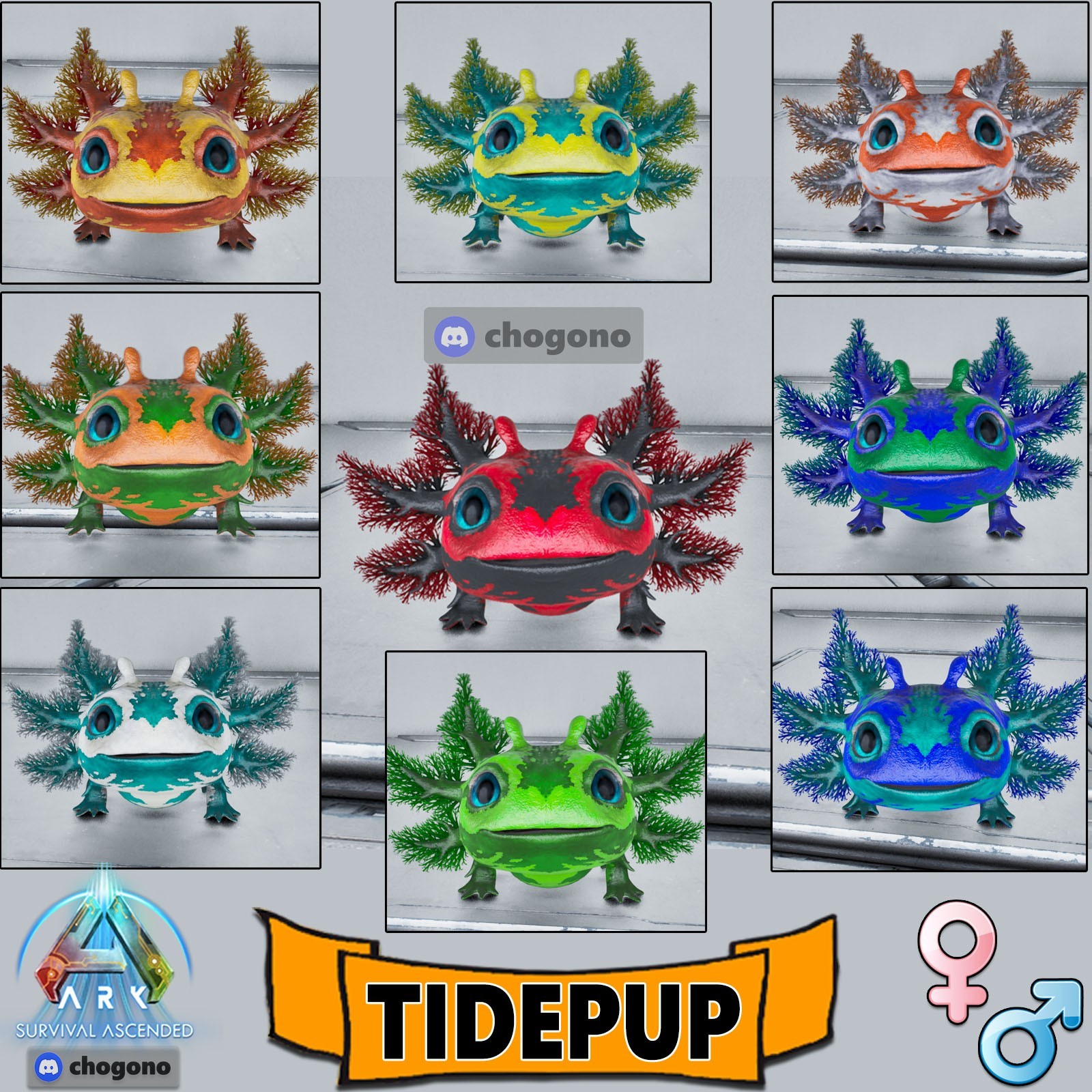 Ark Survival Ascended PC/PS5/XBOX PVE GEN 1 NEW TIDEPUP Colored [clone]