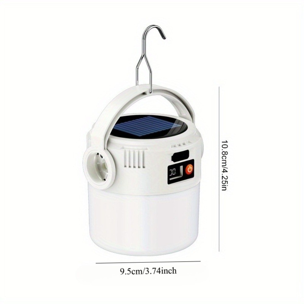 Solar Camping Lantern 6 Light Modes USB Rechargeable Power Bank Hook