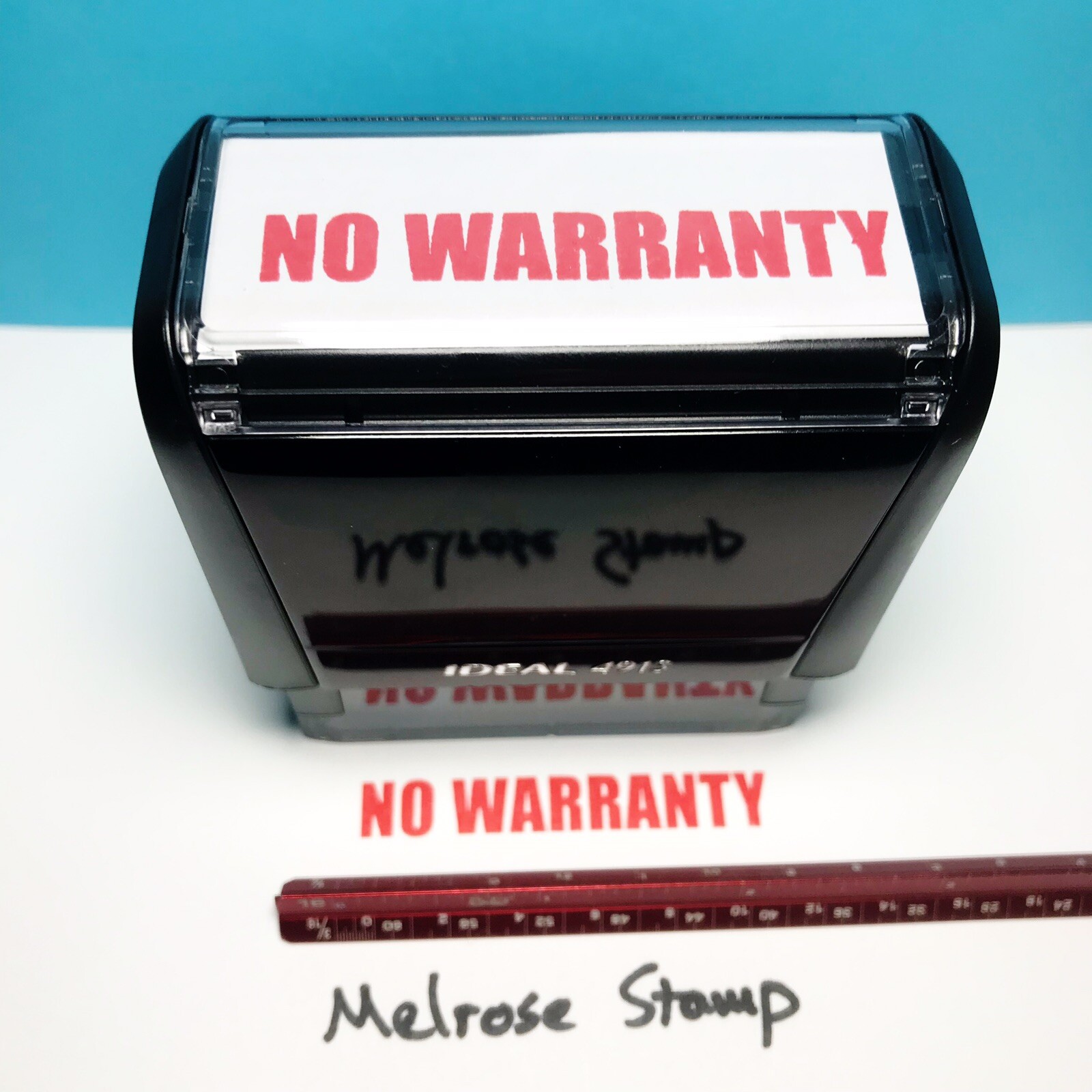 No Warranty Rubber Stamp Red Ink Self Inking Ideal 4913