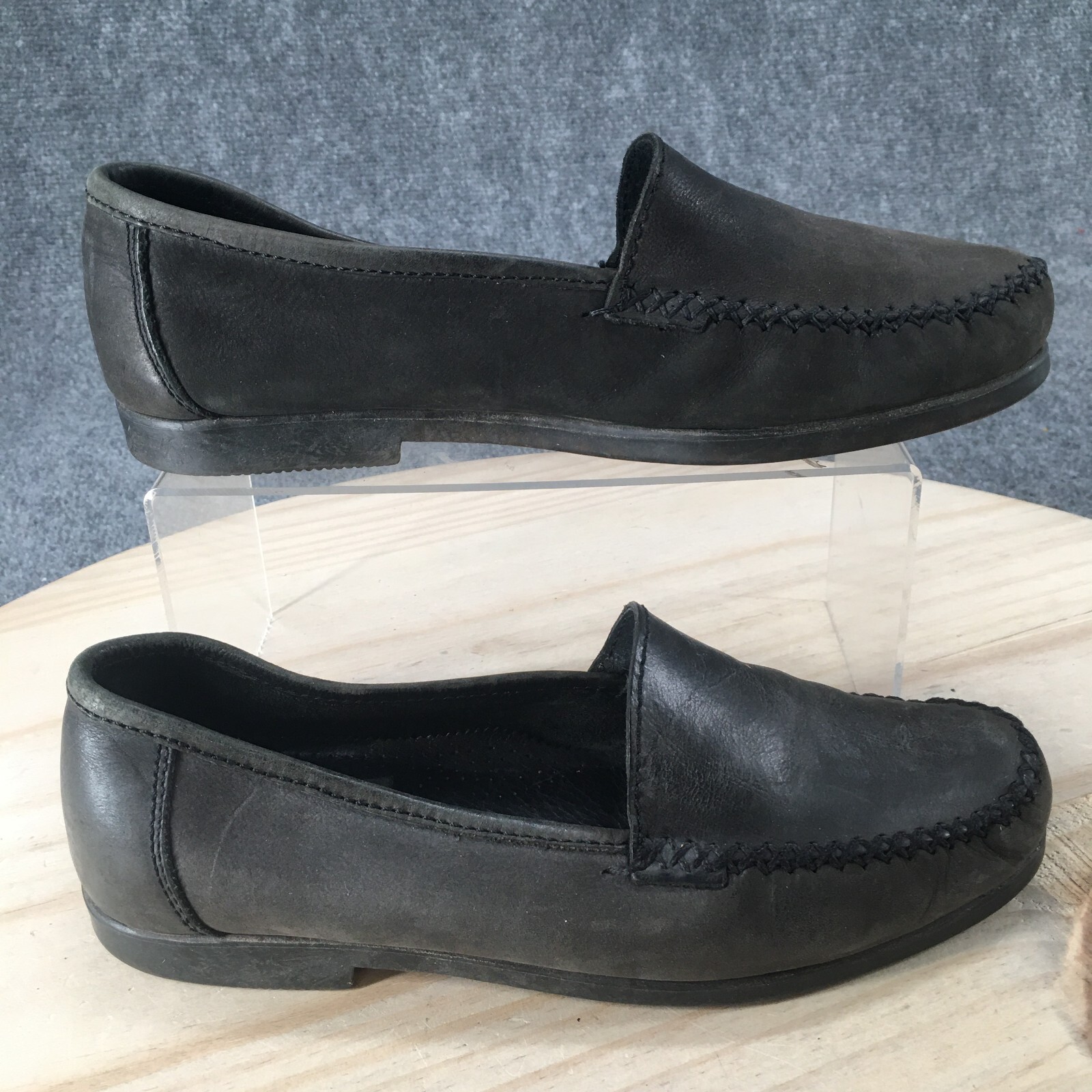 Aerosoles Shoes Womens 8.5 M Casual Slip On Moc Toe Loafer Black Faux Leather