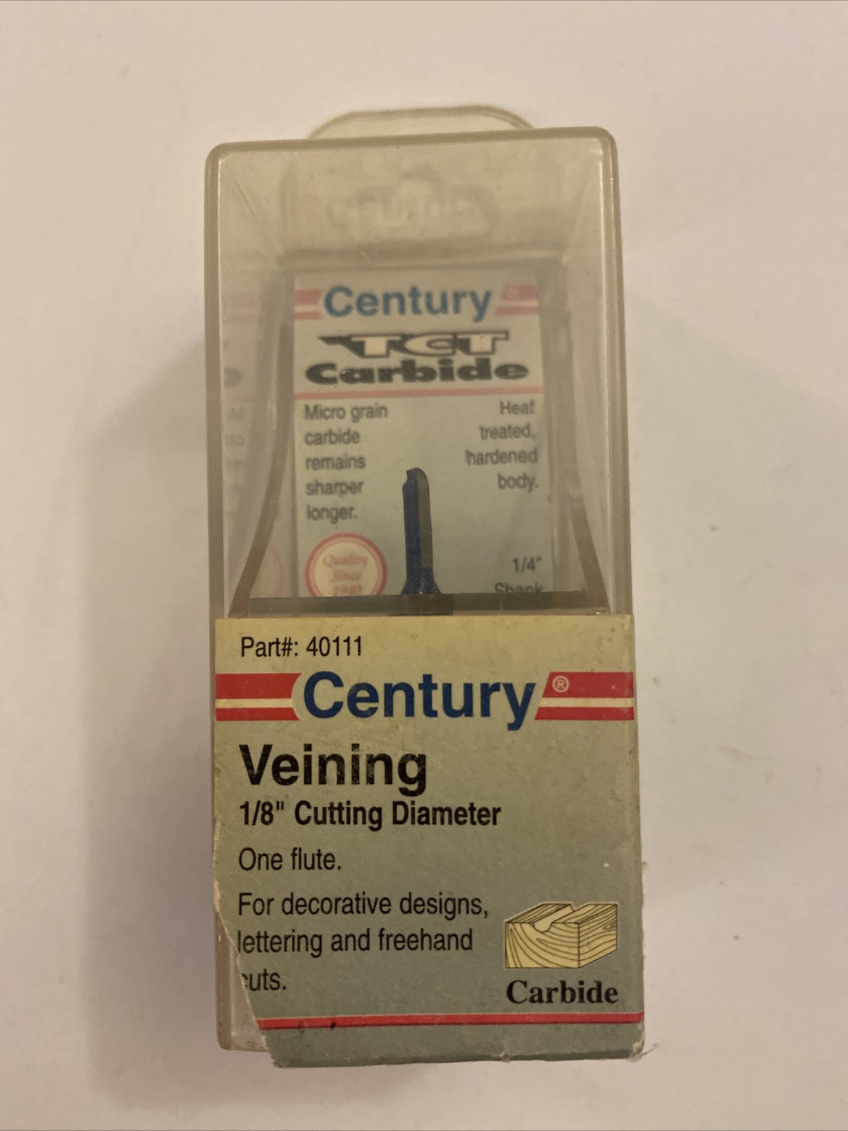 Century Drill & Tool 40111 Veining Router Bit, 1/8" /1/4" shank