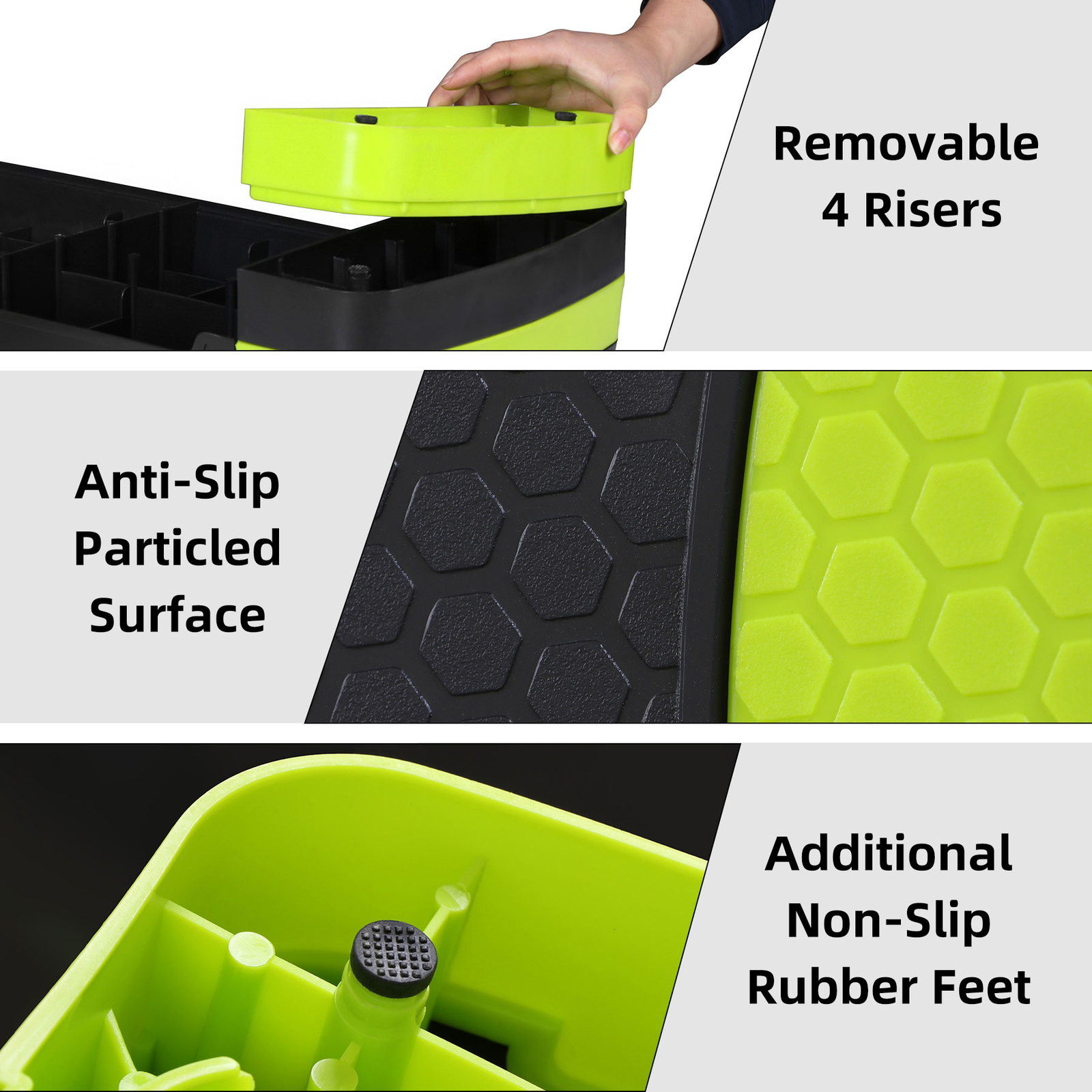 Adjustable Workout Aerobic Step Platform Exercise Stepper w/ Risers 30'' Yellow