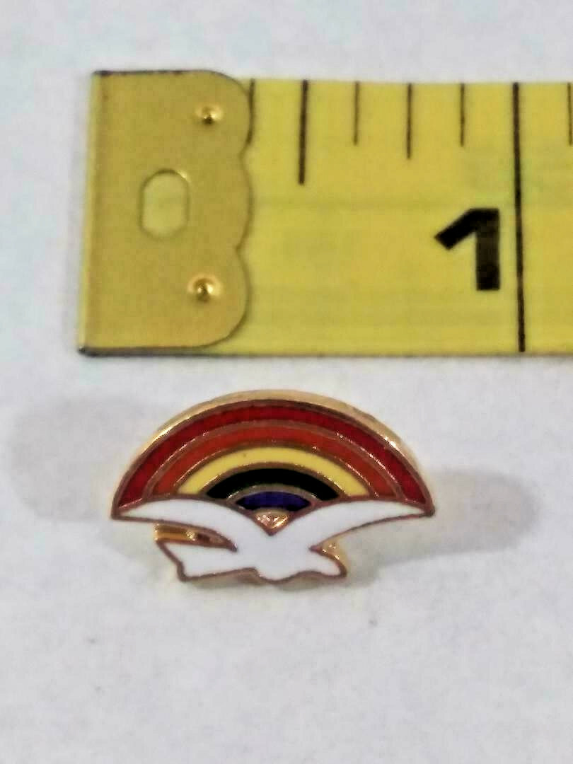 Vintage Rainbow with Dove Enamel Lapel Pin ~ Ships FREE