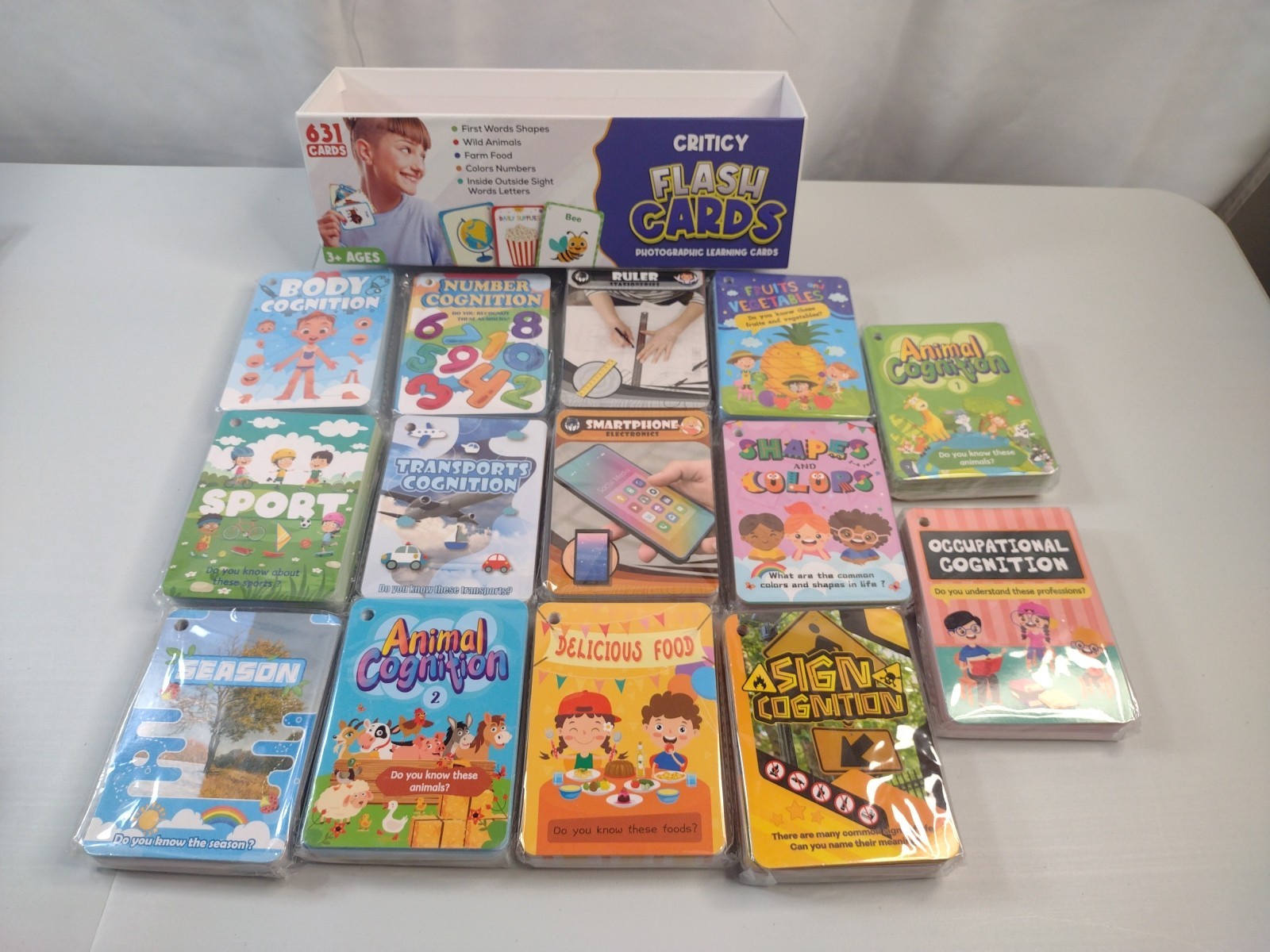 Criticy Flashcards 631 Cards Ages 3+ Toddler Shapes Colors Reading Pre-K Kinder