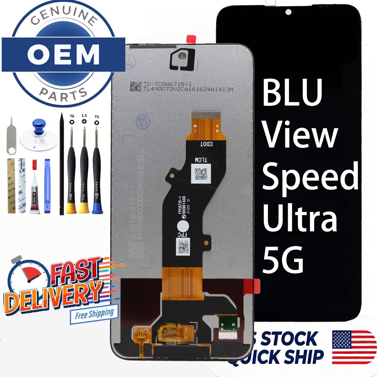 OEM LCD Display Touch Screen Digitizer for BLU View Speed Ultra 5G B1660V FAST