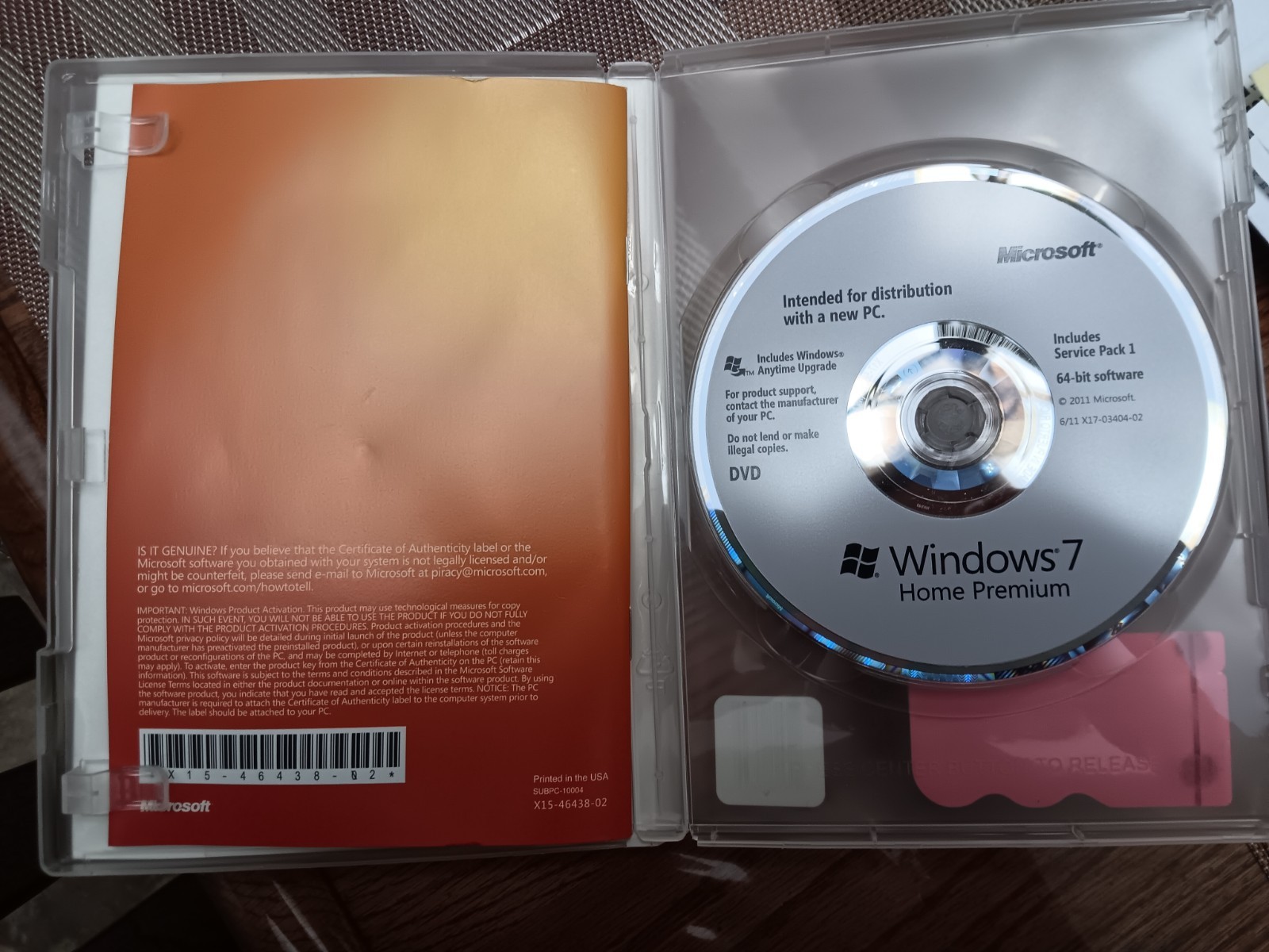 Microsoft Windows 7 Home Premium 64-Bit W/License Key OEM