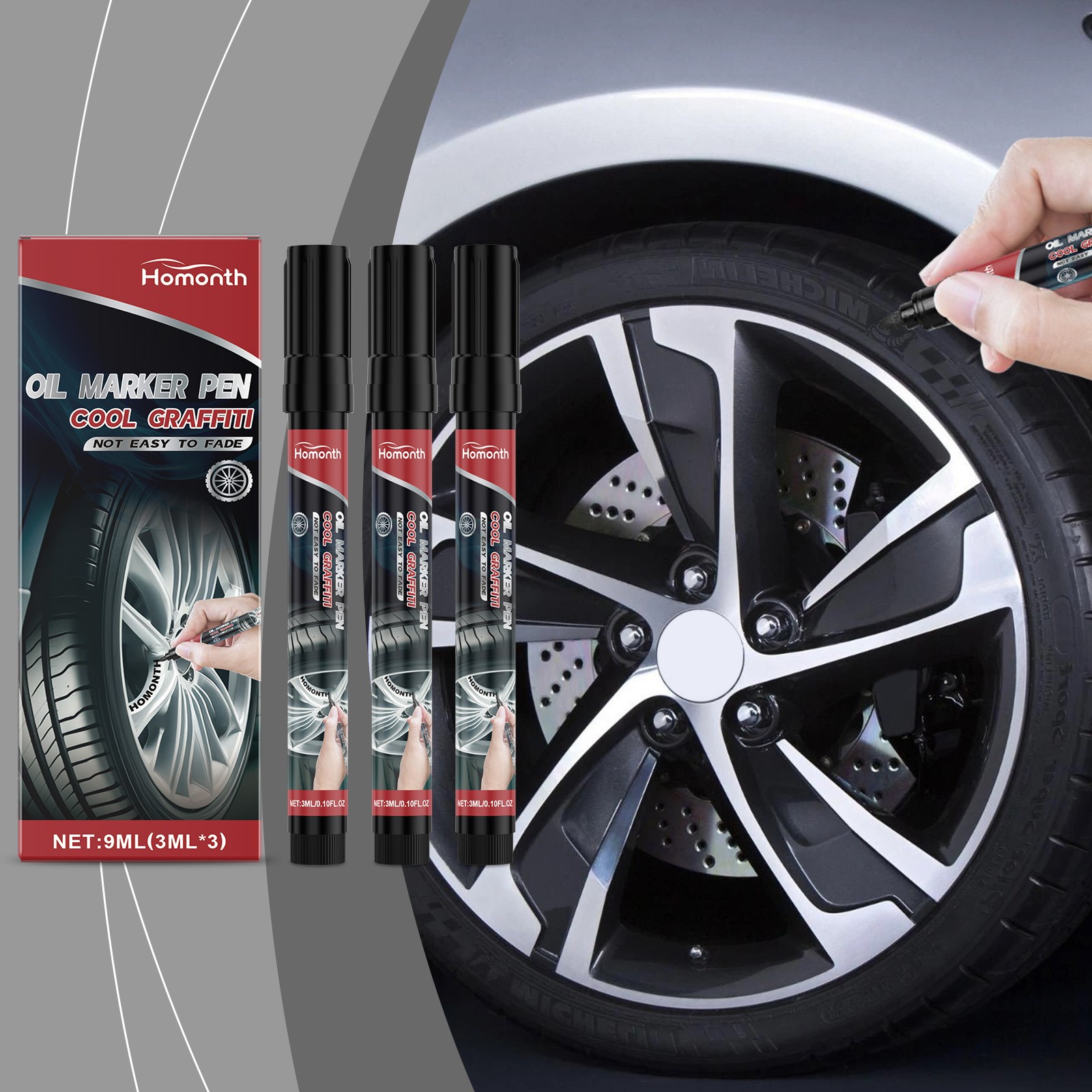 Homonth Car Tire Paint Marker Pen, Automotive Tire Paint Graffiti Coloring