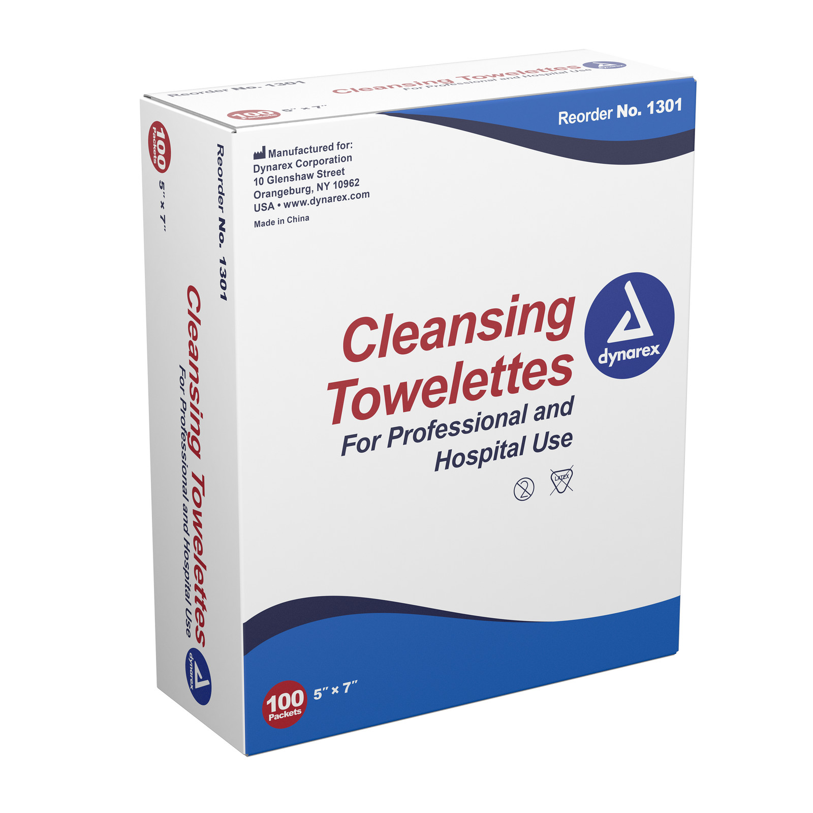 Dynarex Cleansing Towelettes 5 in. x 7 in. (Box of 100)