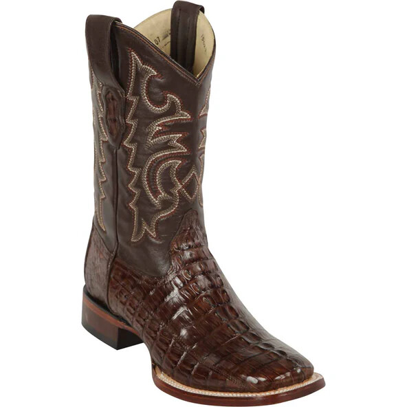 LOS ALTOS BROWN GENUINE CROCODILE CAIMAN TAIL SQUARE TOE COWBOY BOOT D 8220107