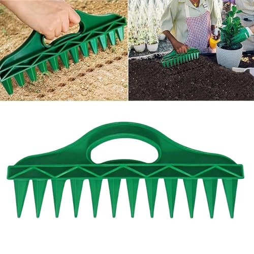 7PCS Mini Handheld Seed Spreader Set with Adjustable Speeds and 12-Hole Dibber