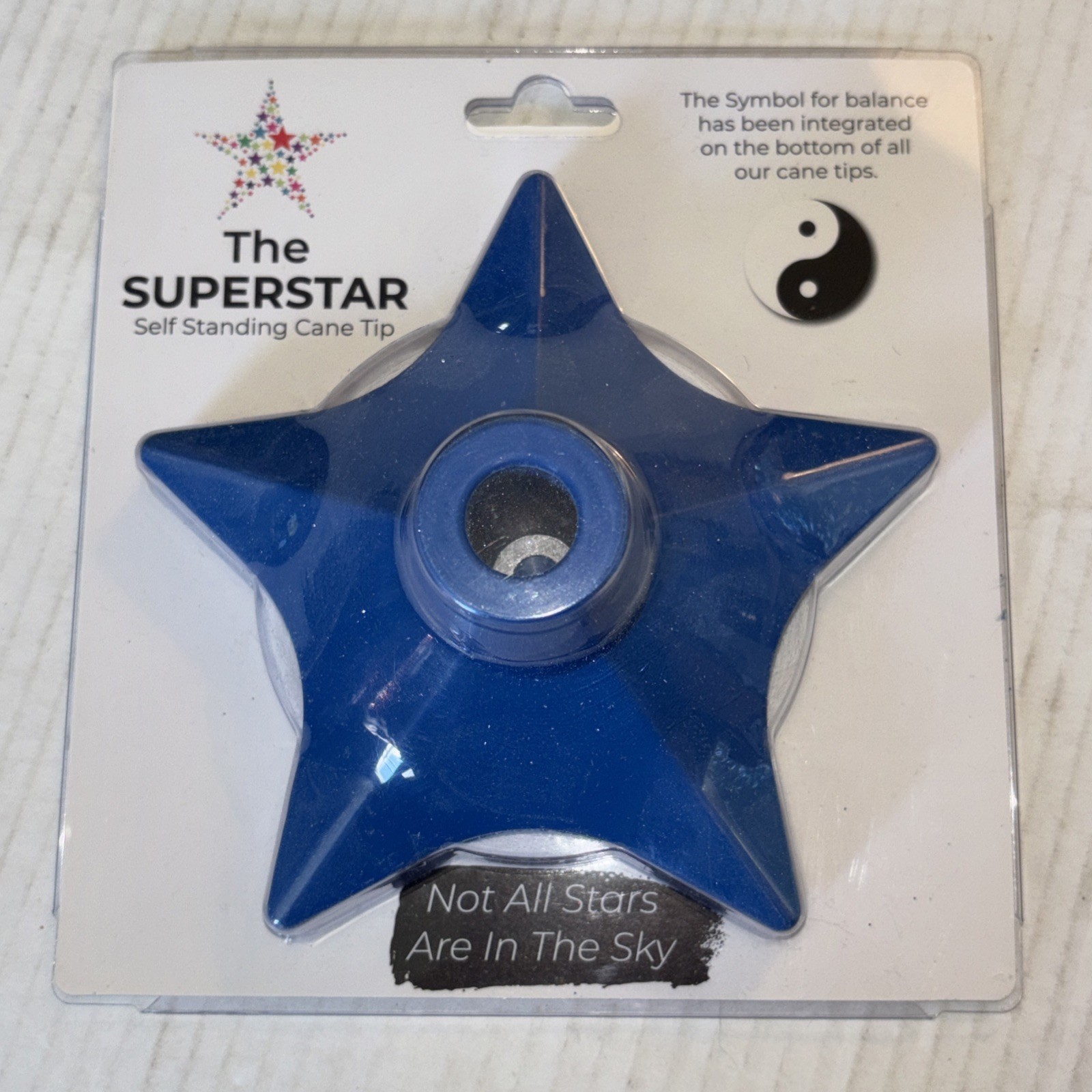 Brand New Superstar Blue Self Standing Cane Tip Star Shaped For 3/4” Canes