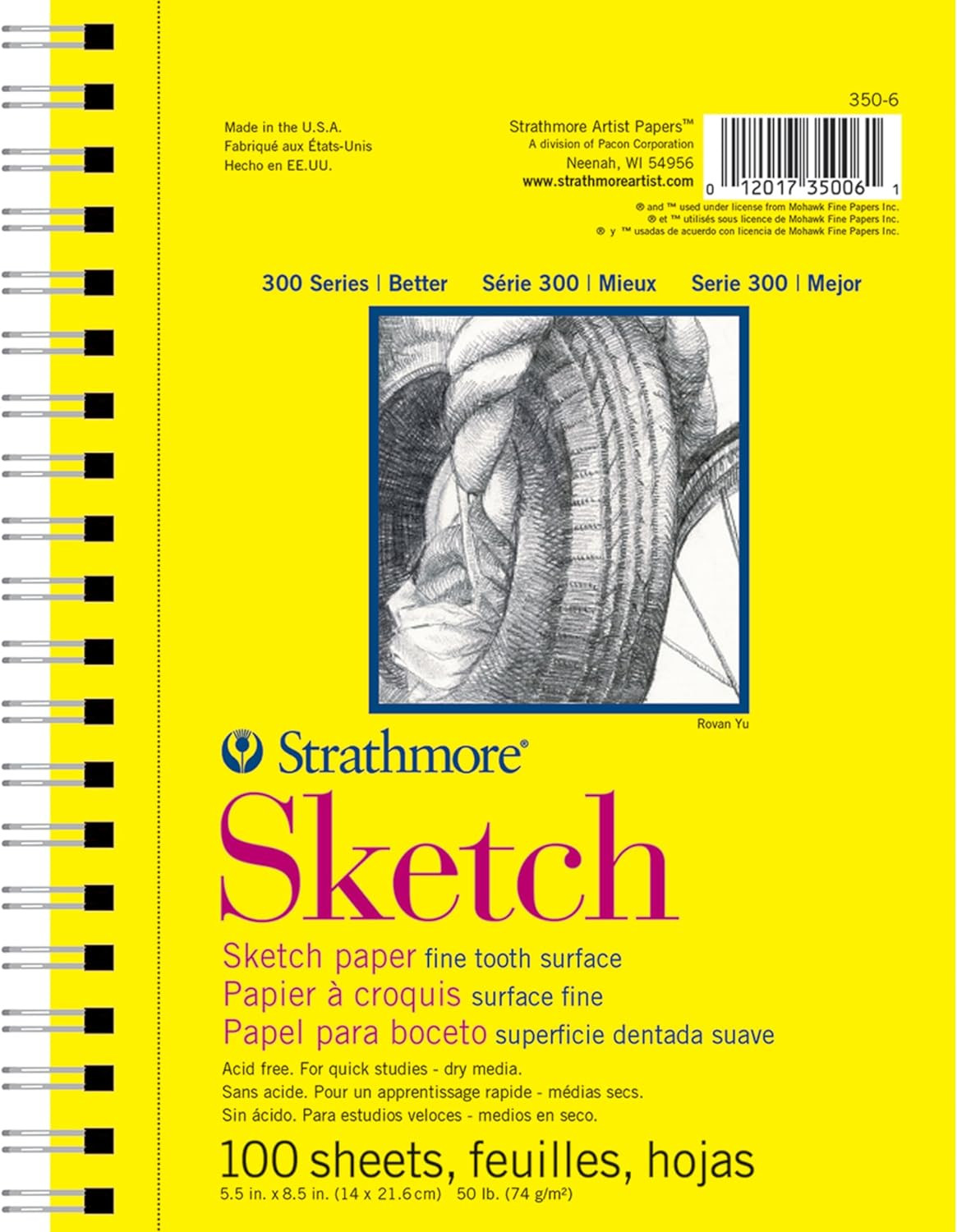 300 Series Sketch Pad 5.5"x8.5" – 100 Sheets, Side Wire Artist Sketchbook