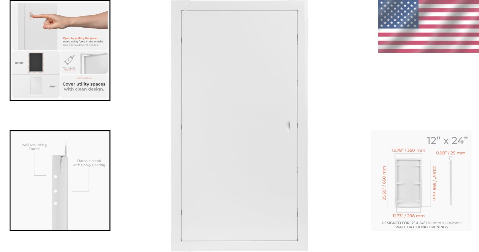 White Rectangular Drywall Access Panel 12x24' - Easy Installation & Access