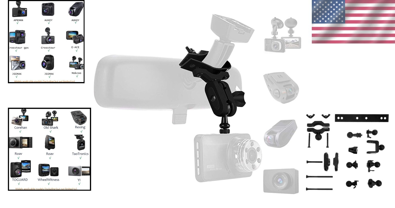 Flexible Dash Cam Mirror Mount - Durable 16 Joint System for Optimal Recording