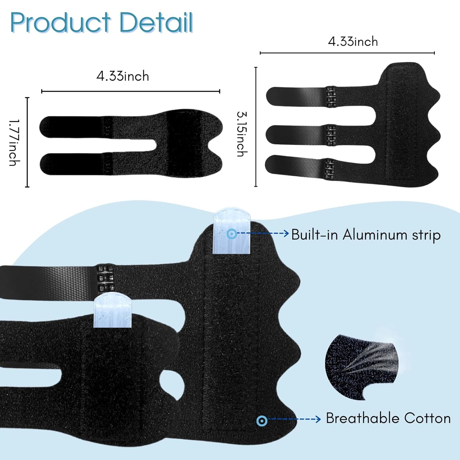 4Pcs Trigger Finger Splint, Thumb Splint,Finger One Size, Black