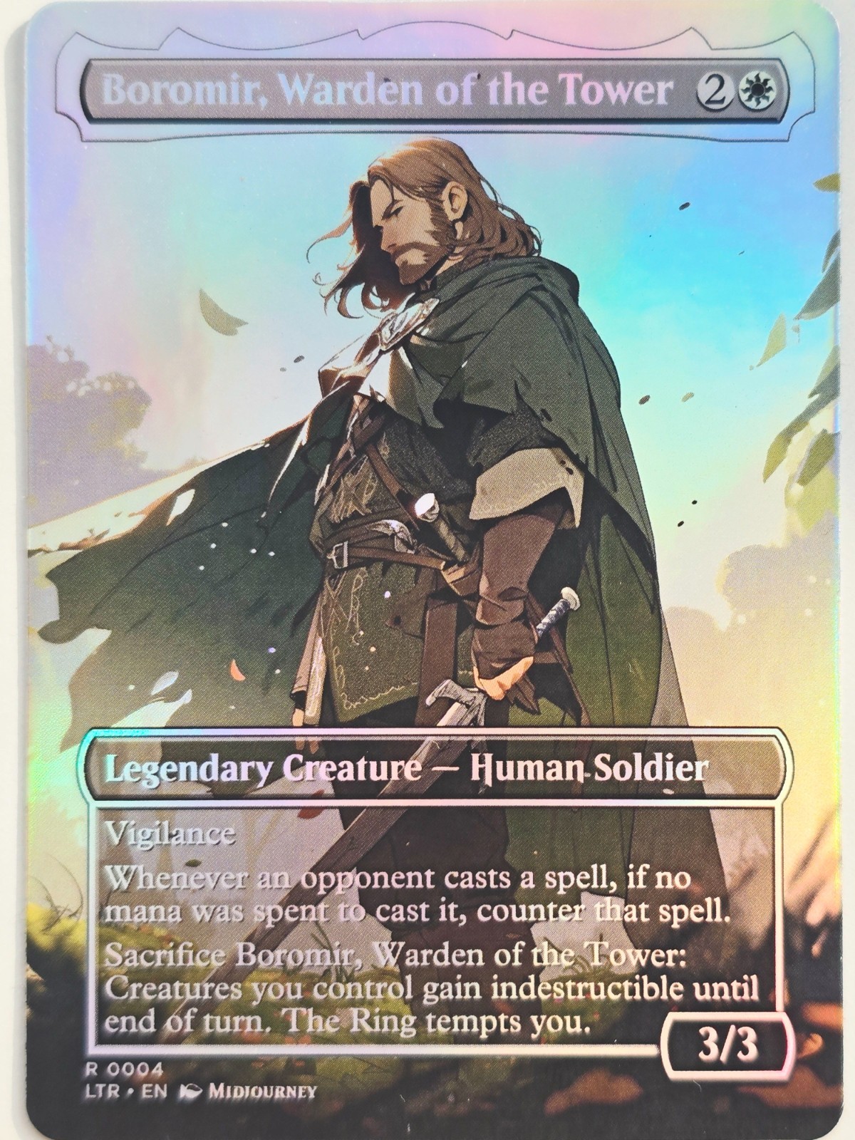 Comic Fantasy Game Card–Altered Art Custom–Boromir, Warden of the Tower 01 Foil