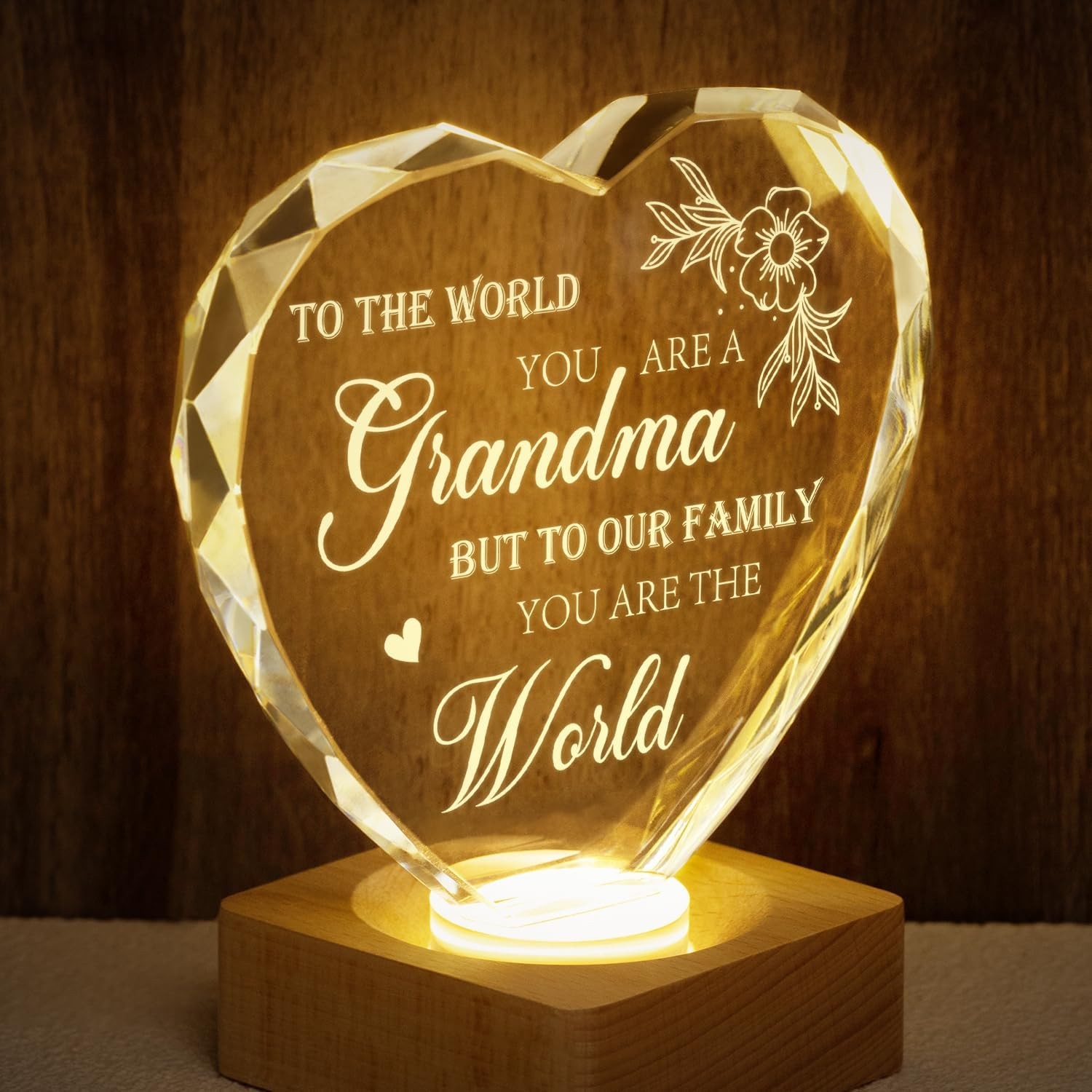 To My Grandma Gifts from Grandchildren, Engraved Crystal D Gift for