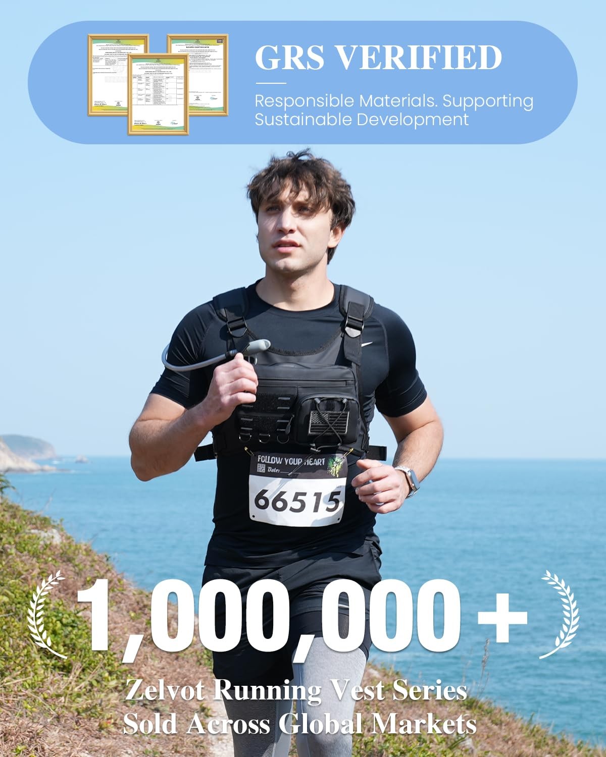 Running Vest with 2L Water Bladder, Hydration Backpack, U.S. Design Patent, L...