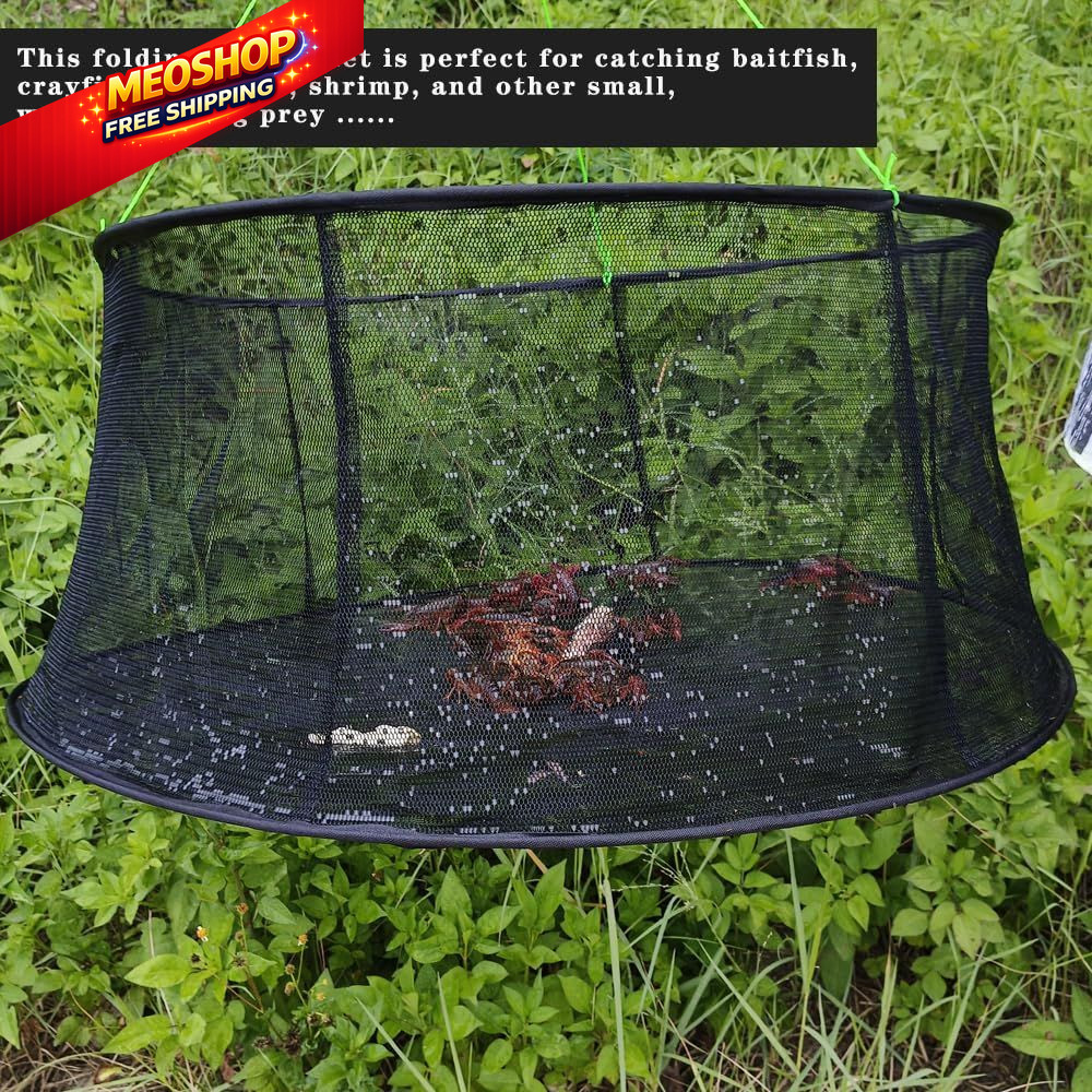 Drasry Fishing Net Trap for Bait Minnow Shrimp Crayfish 33.5 x 39.4", Black