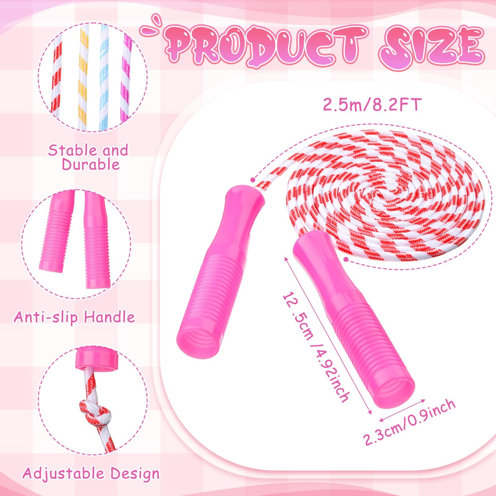 Jump Rope for Nylon Adjustable Weighted Braided Fitness Skipping Stripe Ropes...