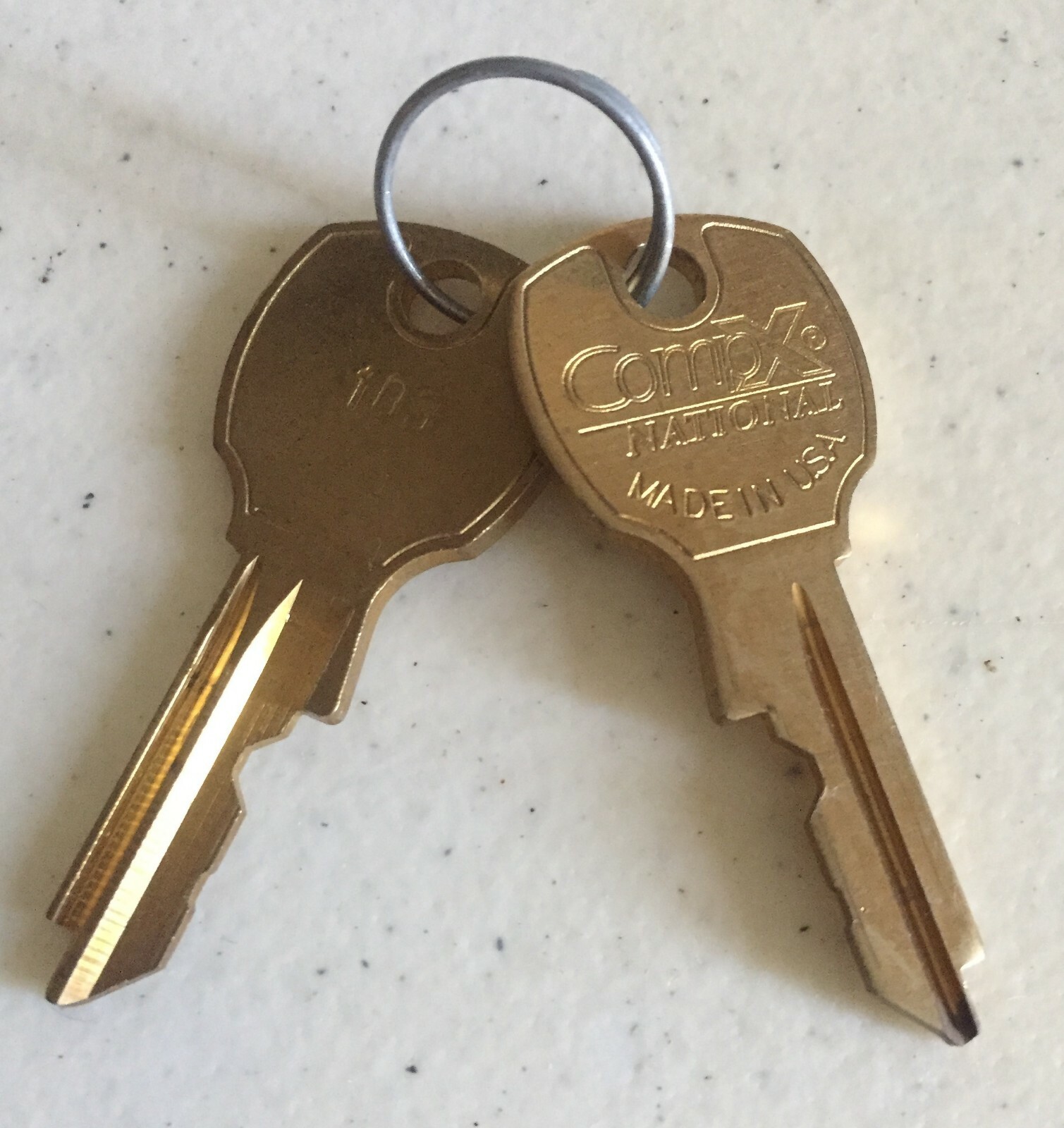 (2) #103 brass key, CompX National, Hafele 210.02.202 Replacement