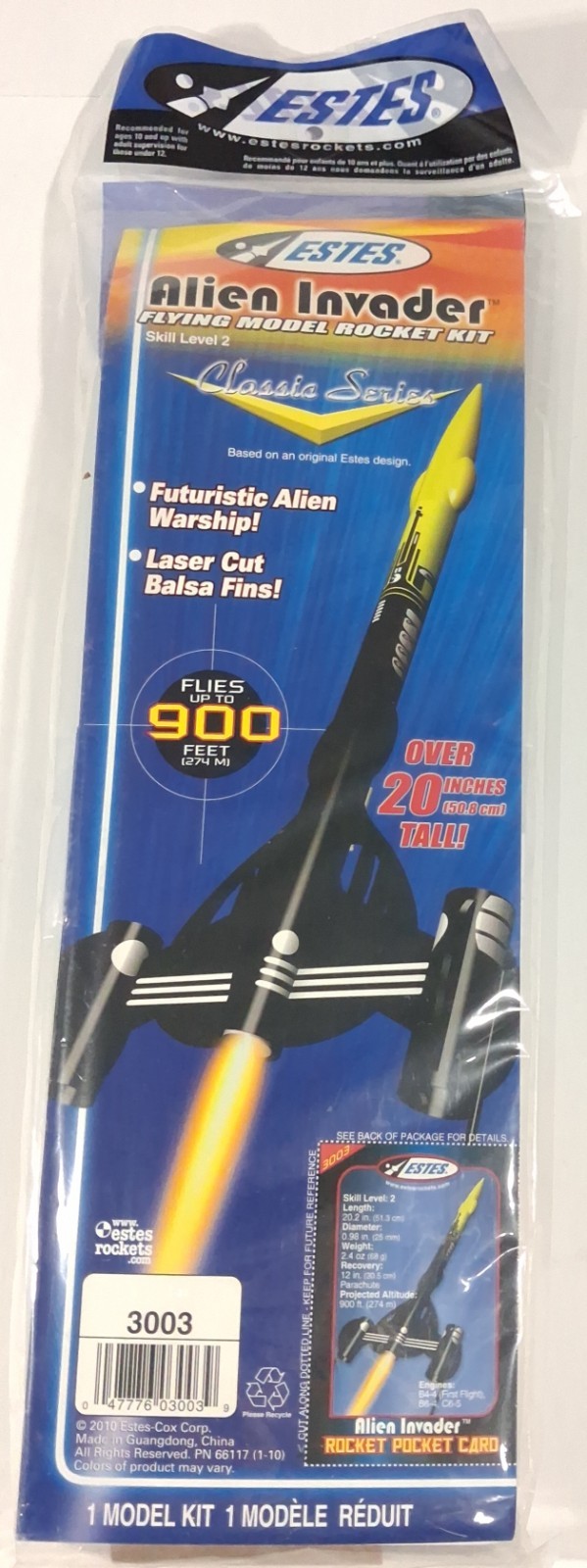 Estes Alien Invader 3003 Flying Model Rocket Kit New