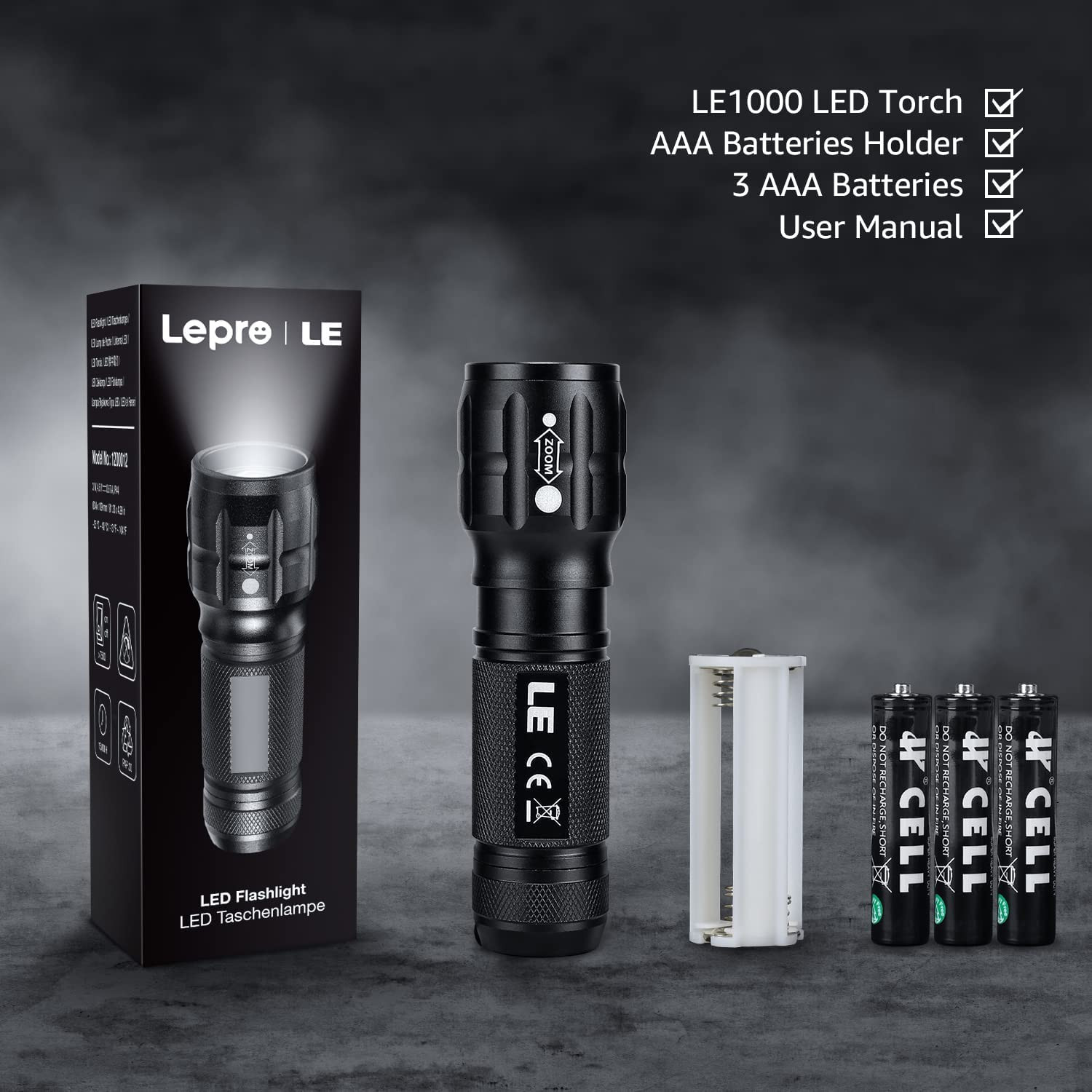 Lighting EVER LED Flashlights High Lumens, Small Flashlight, Waterproof, Adjusta
