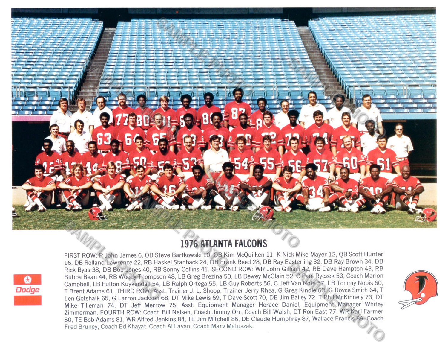 1976 ATLANTA FALCONS 8X10 TEAM PHOTO PICTURE