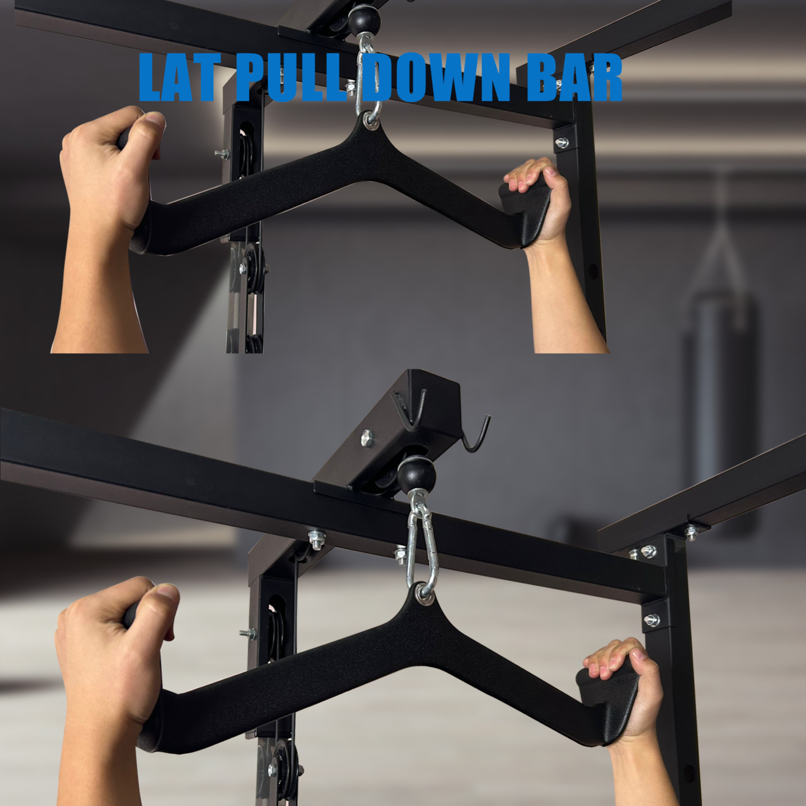 3PCS LAT Pulldown Bar Cable Machine Attachment Back Tricep Bar Strength Training